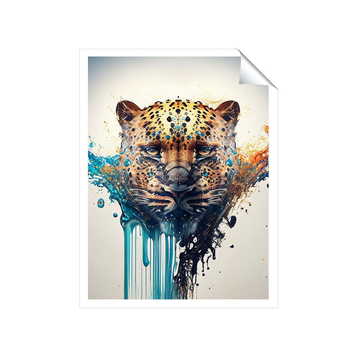 Leapoard Face Splashart On Light Background Art Prints