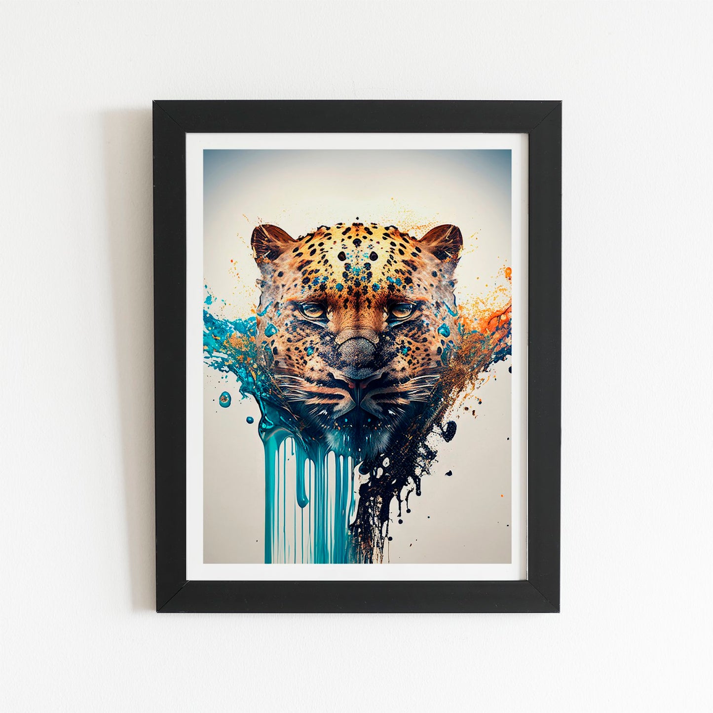 Leapoard Face Splashart On Light Background Art Prints