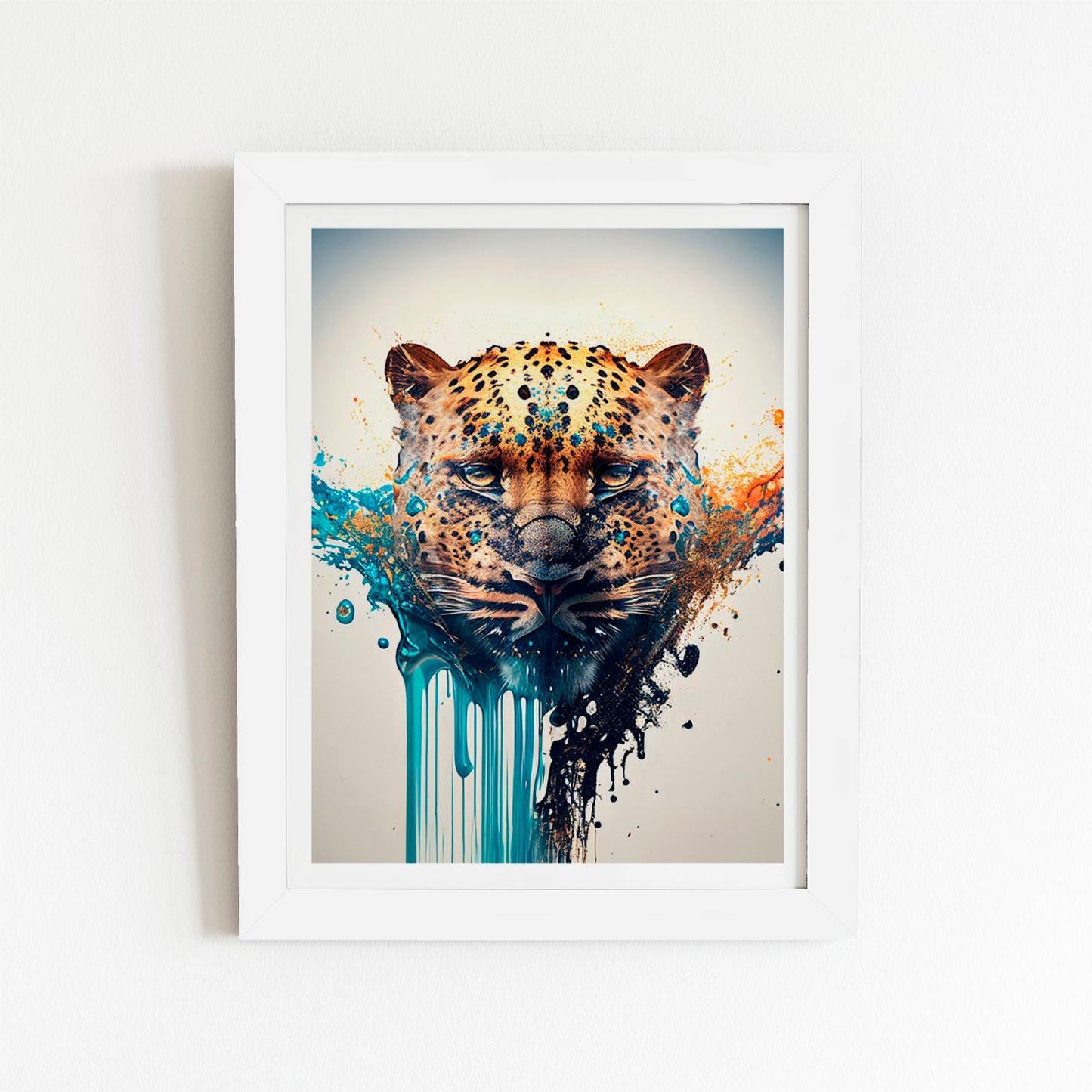 Leapoard Face Splashart On Light Background Art Prints