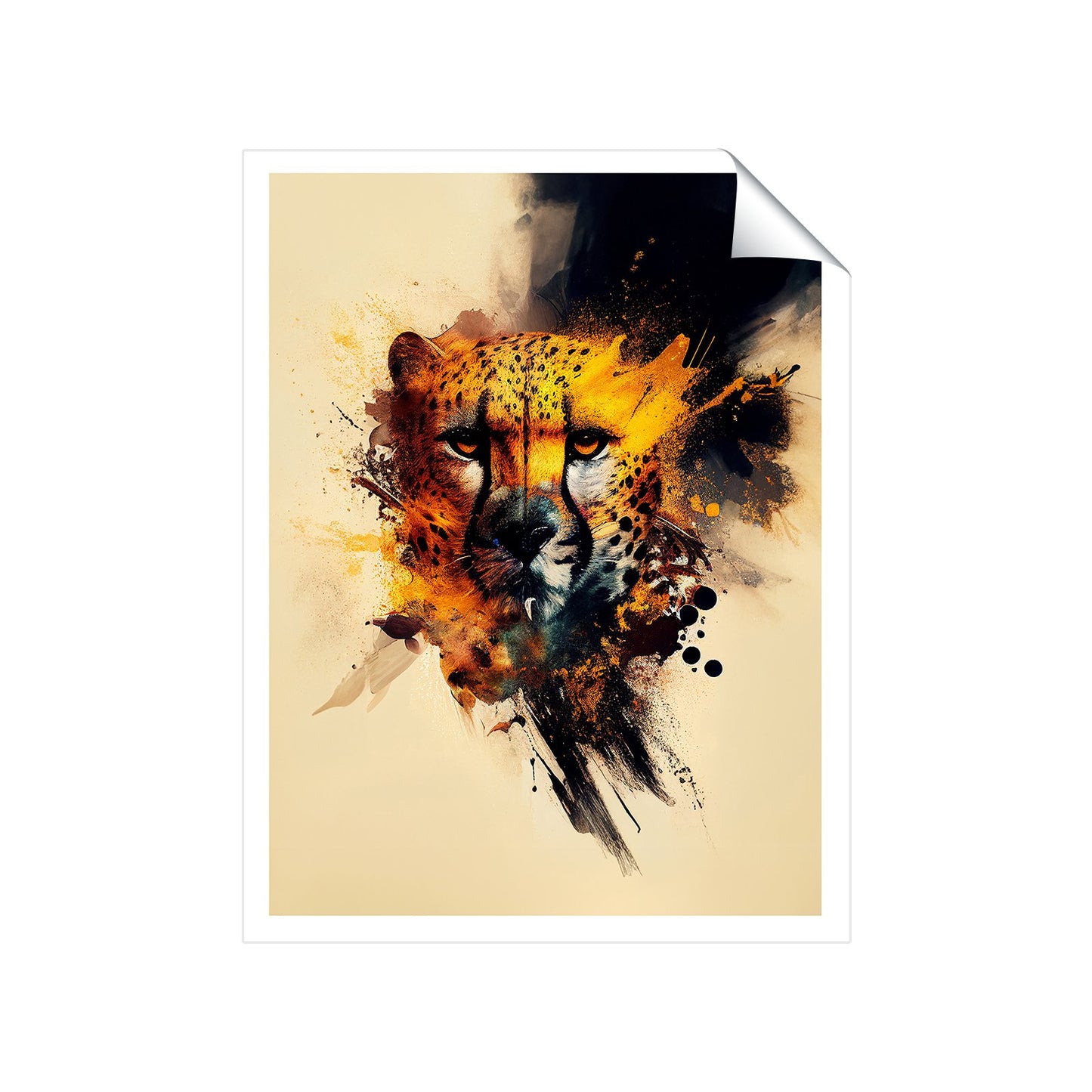 Cheetah Face Splashart Art Prints