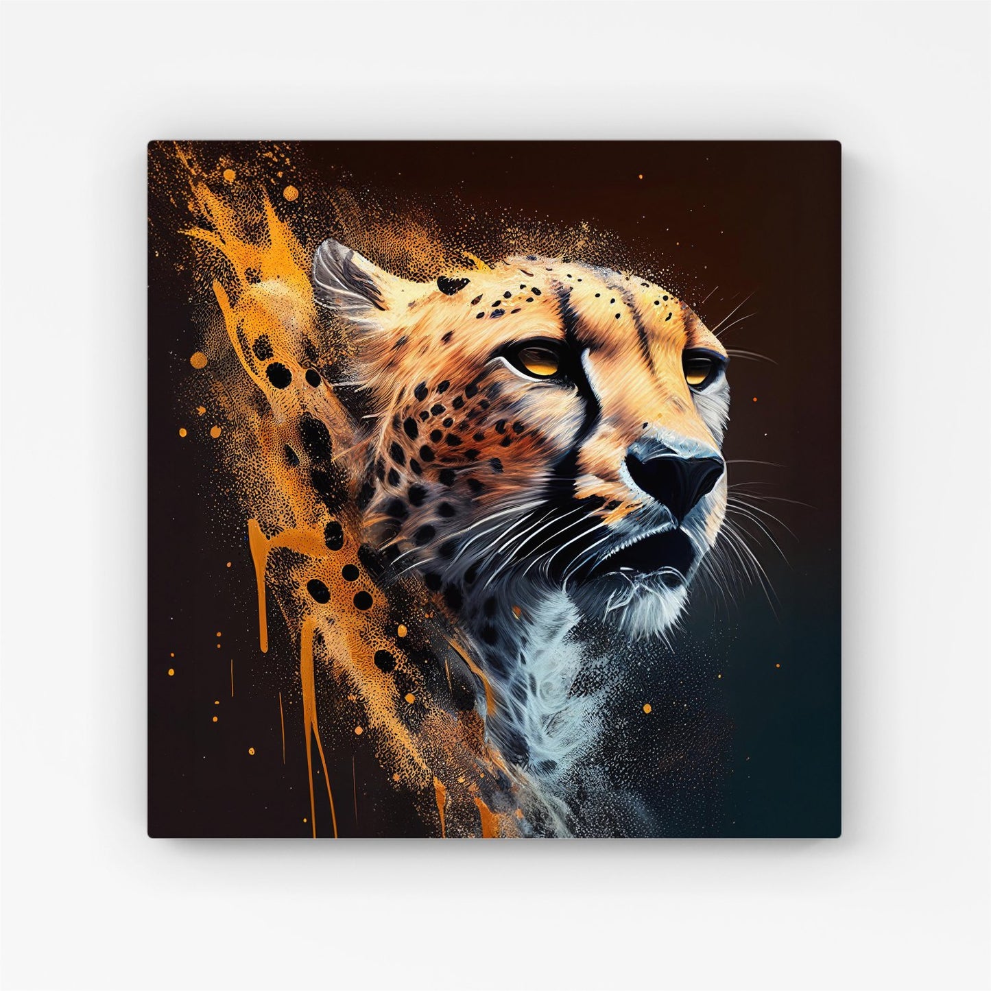 Cheetah Face Splashart Dark Background Canvas