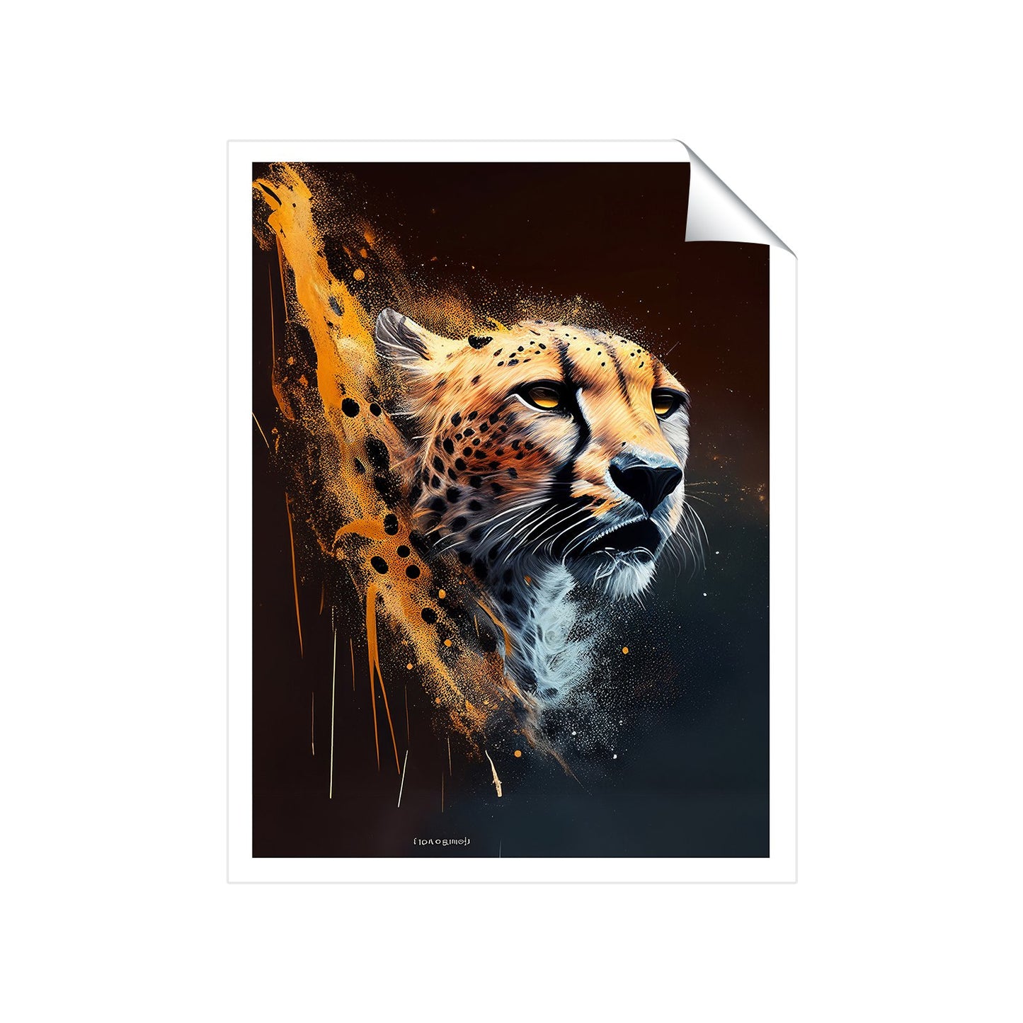 Cheetah Face Splashart Dark Background Art Prints