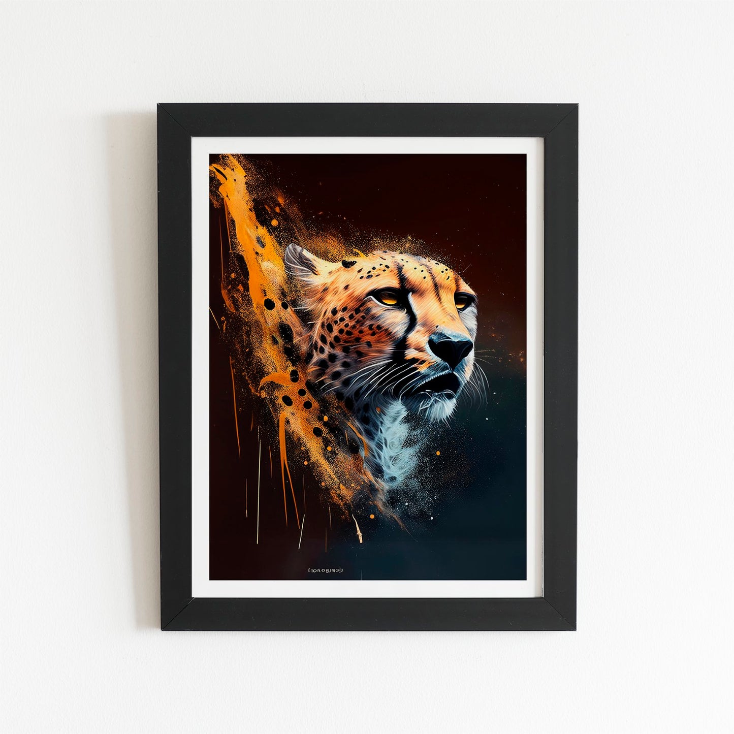 Cheetah Face Splashart Dark Background Art Prints