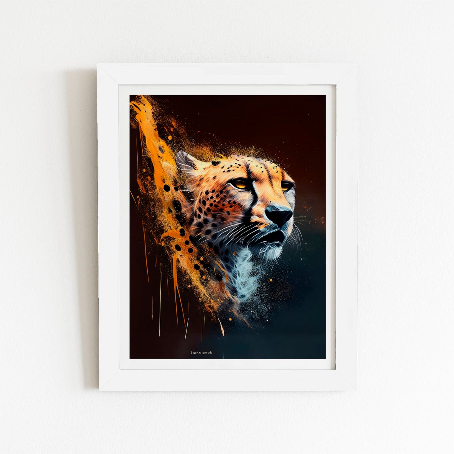 Cheetah Face Splashart Dark Background Art Prints