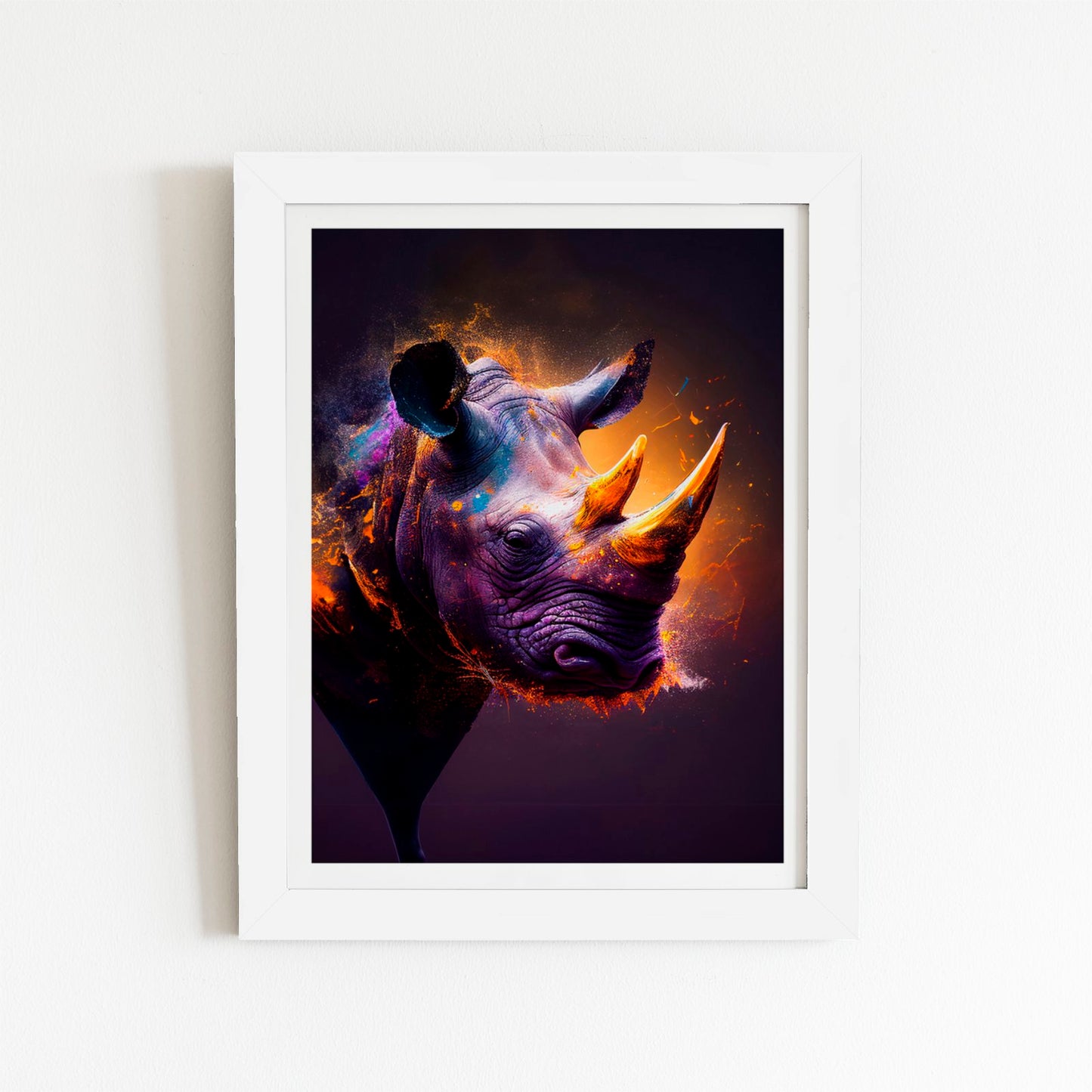 Golden Rhino Face Splashart Art Prints
