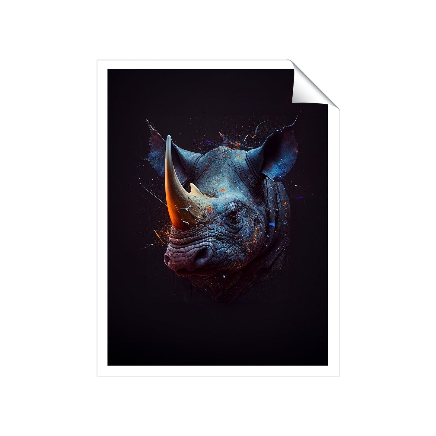 Rhino Face Splashart Art Prints