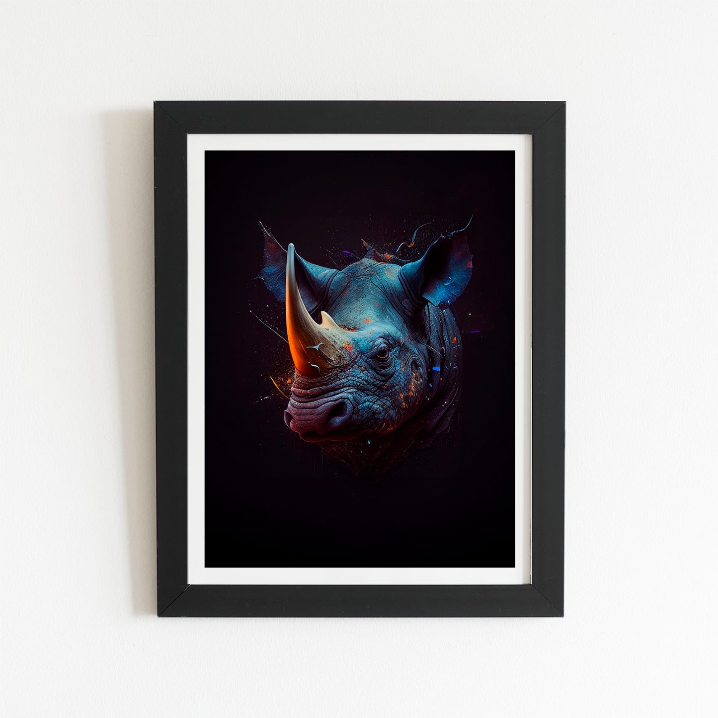 Rhino Face Splashart Art Prints