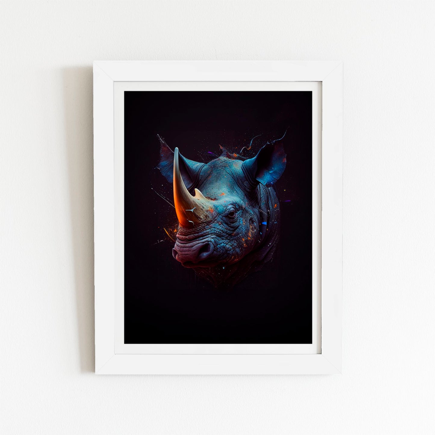 Rhino Face Splashart Art Prints