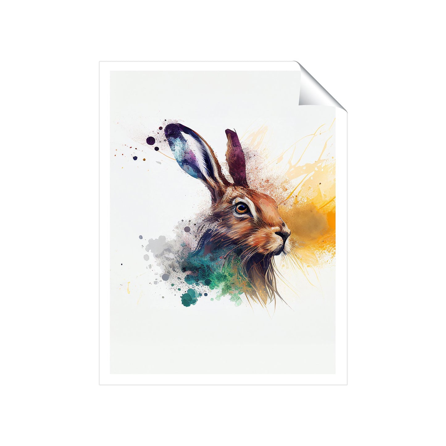 Hare Close Up Splashart Art Prints