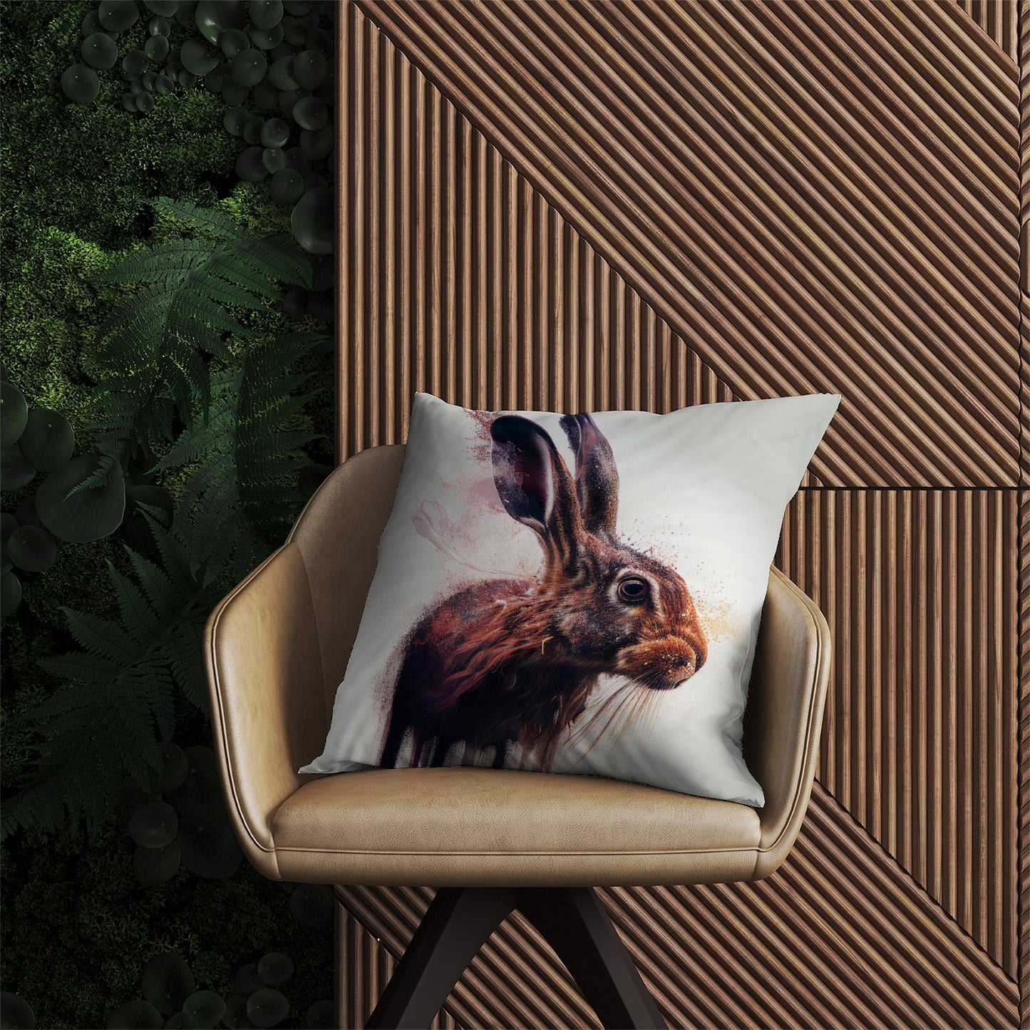 Hare Face Splashart Outdoor Cushion