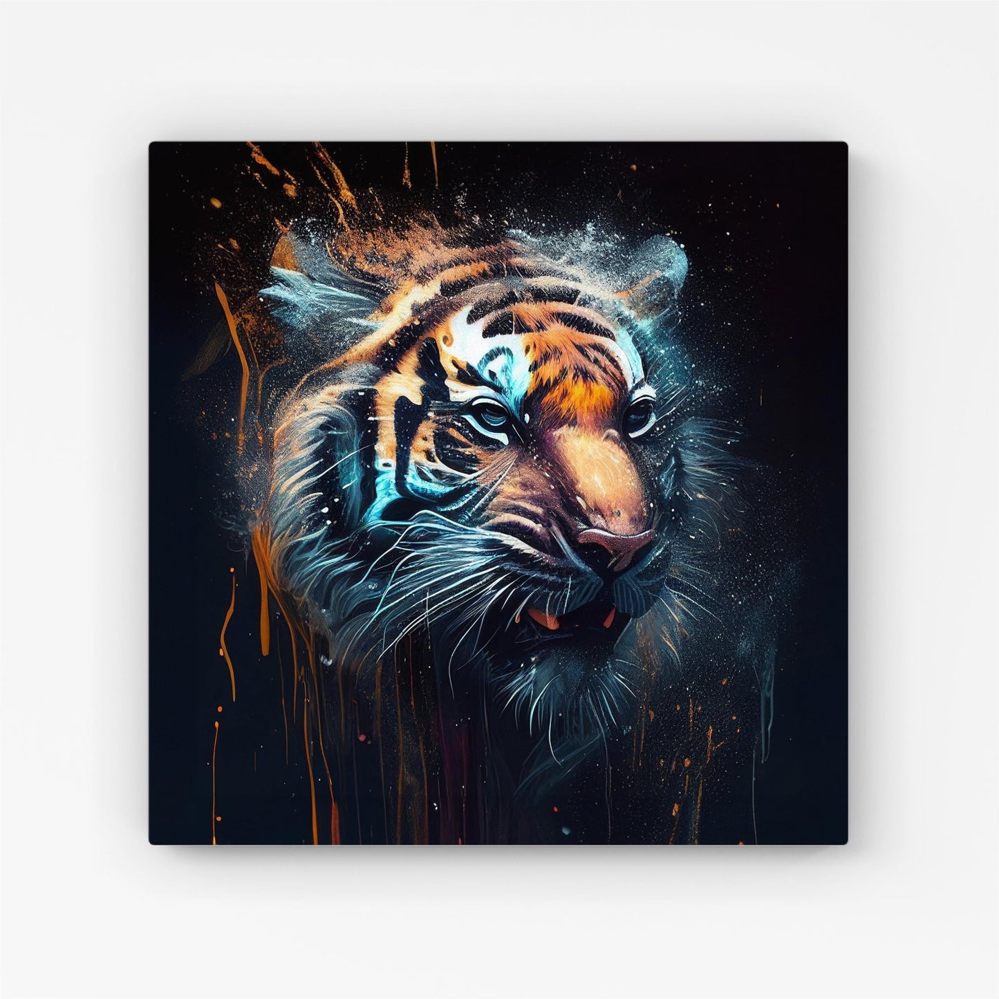 Tiger Face Splashart Dark Background Canvas