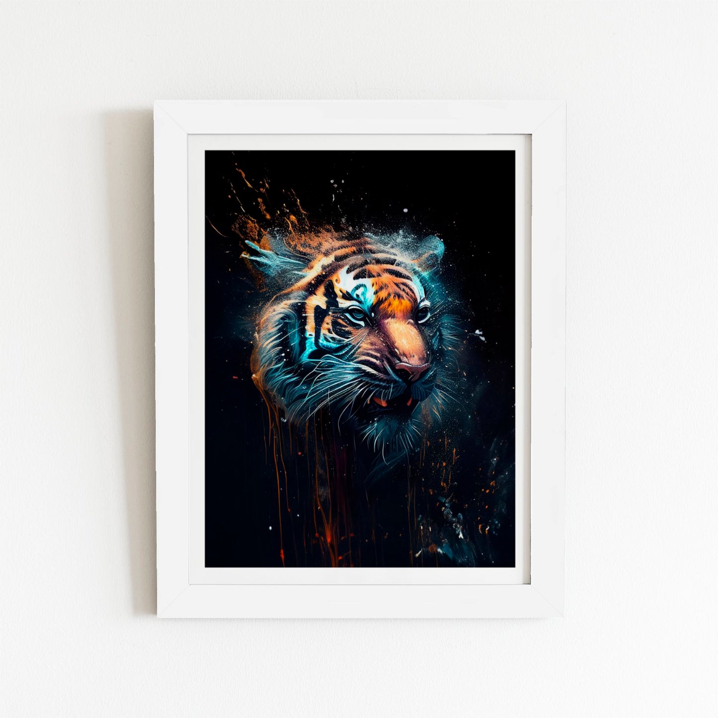 Tiger Face Splashart Dark Background Art Prints