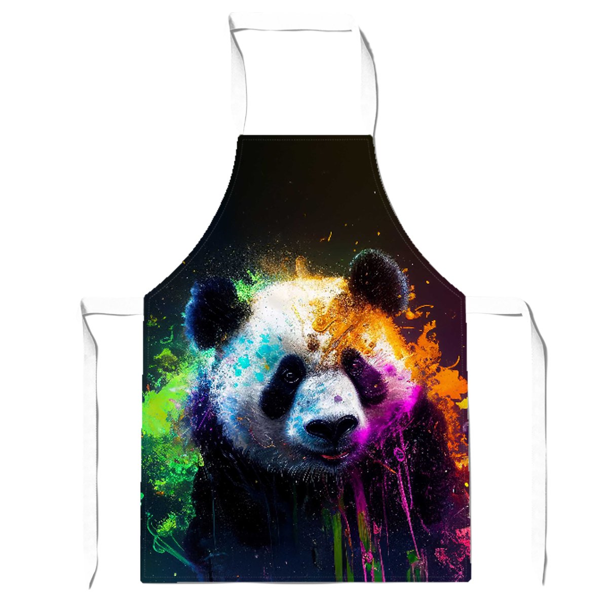 Panda Face Splashart Colourful Apron