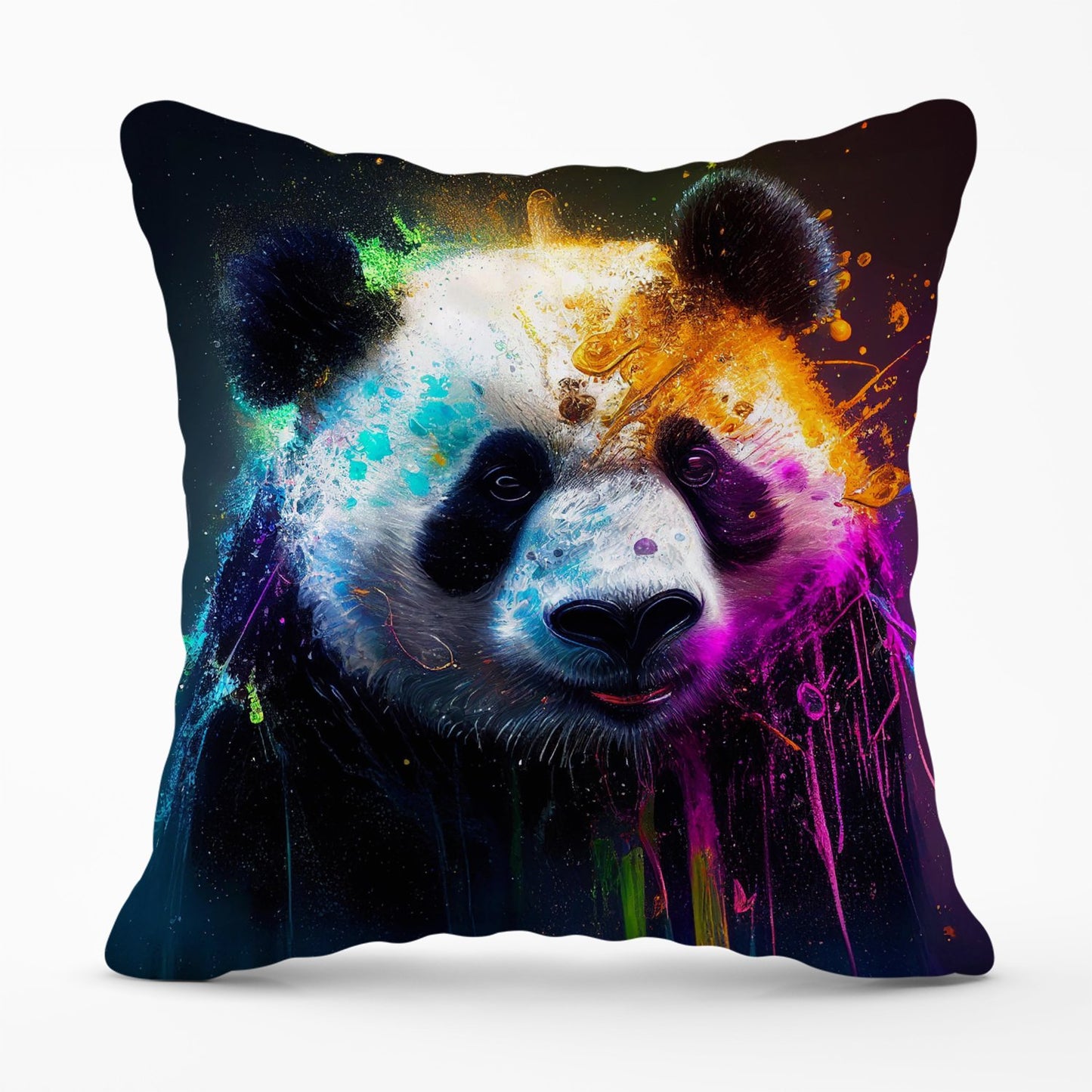 Panda Face Splashart Colourful Outdoor Cushion