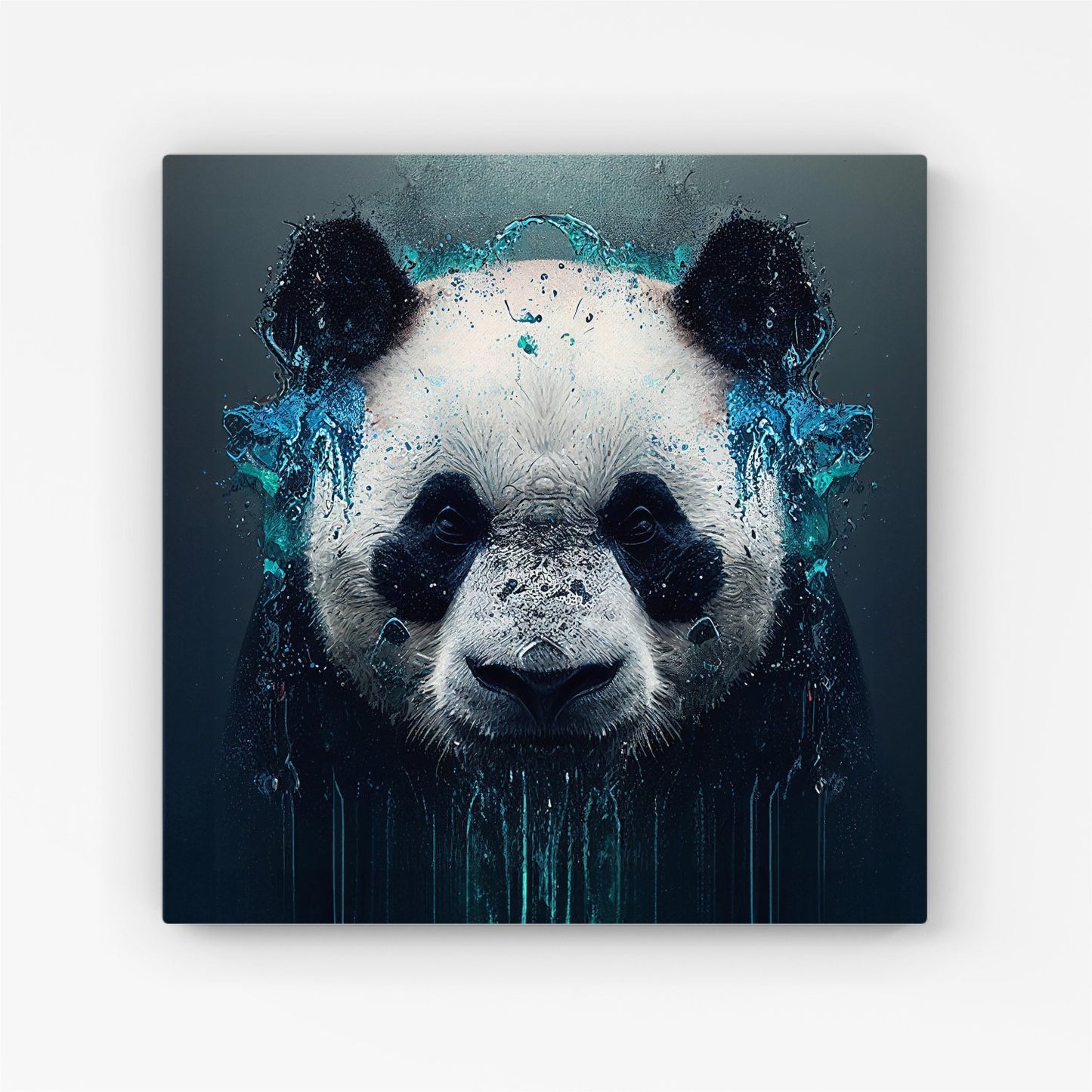 Panda Face Splashart Dark Background Canvas