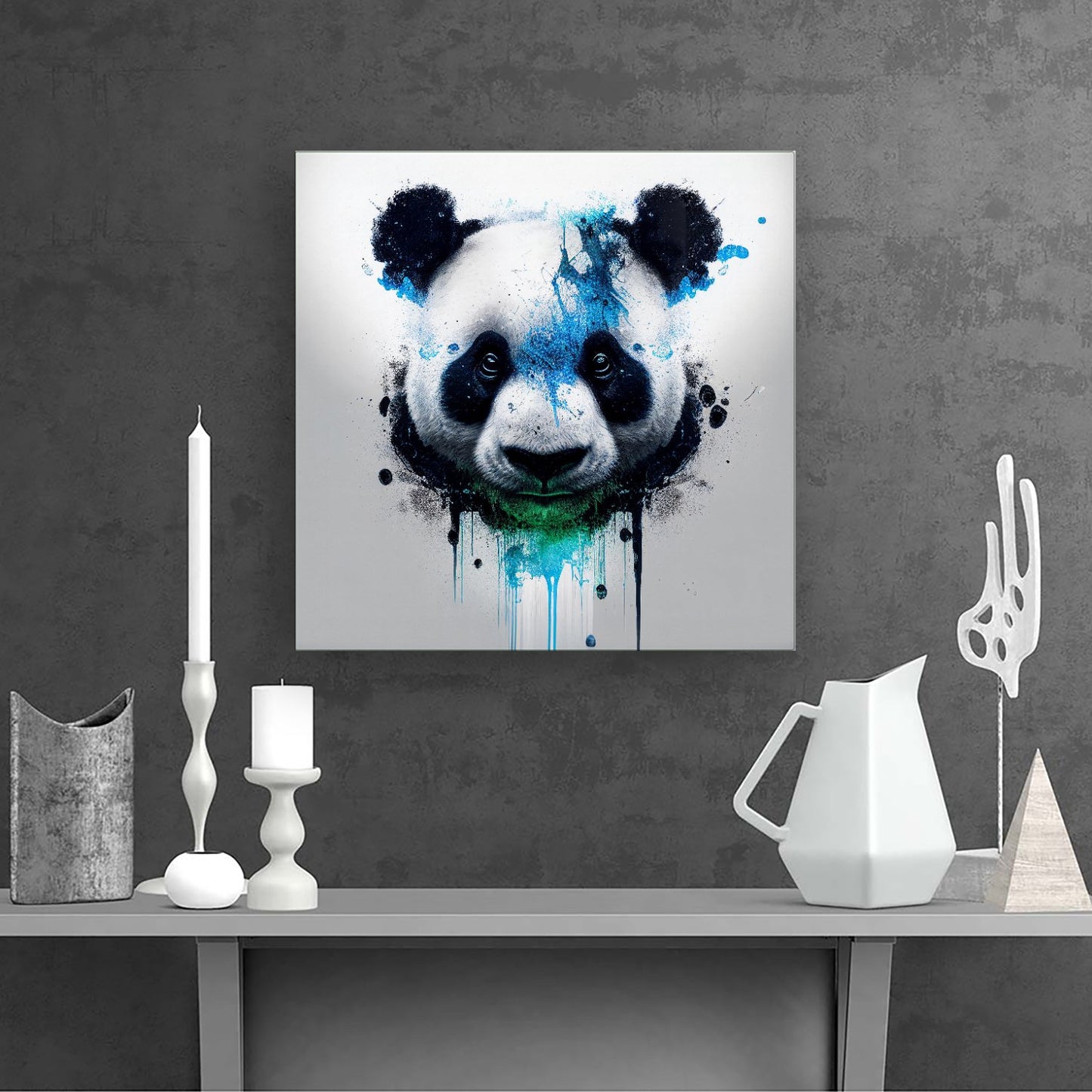 Panda Face Splashart Light Background Canvas