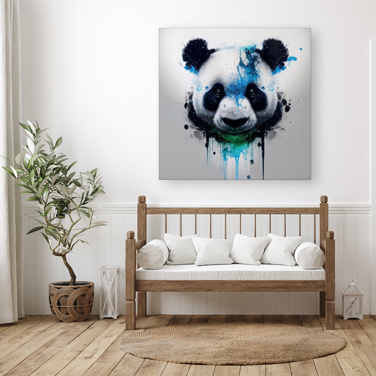 Panda Face Splashart Light Background Canvas