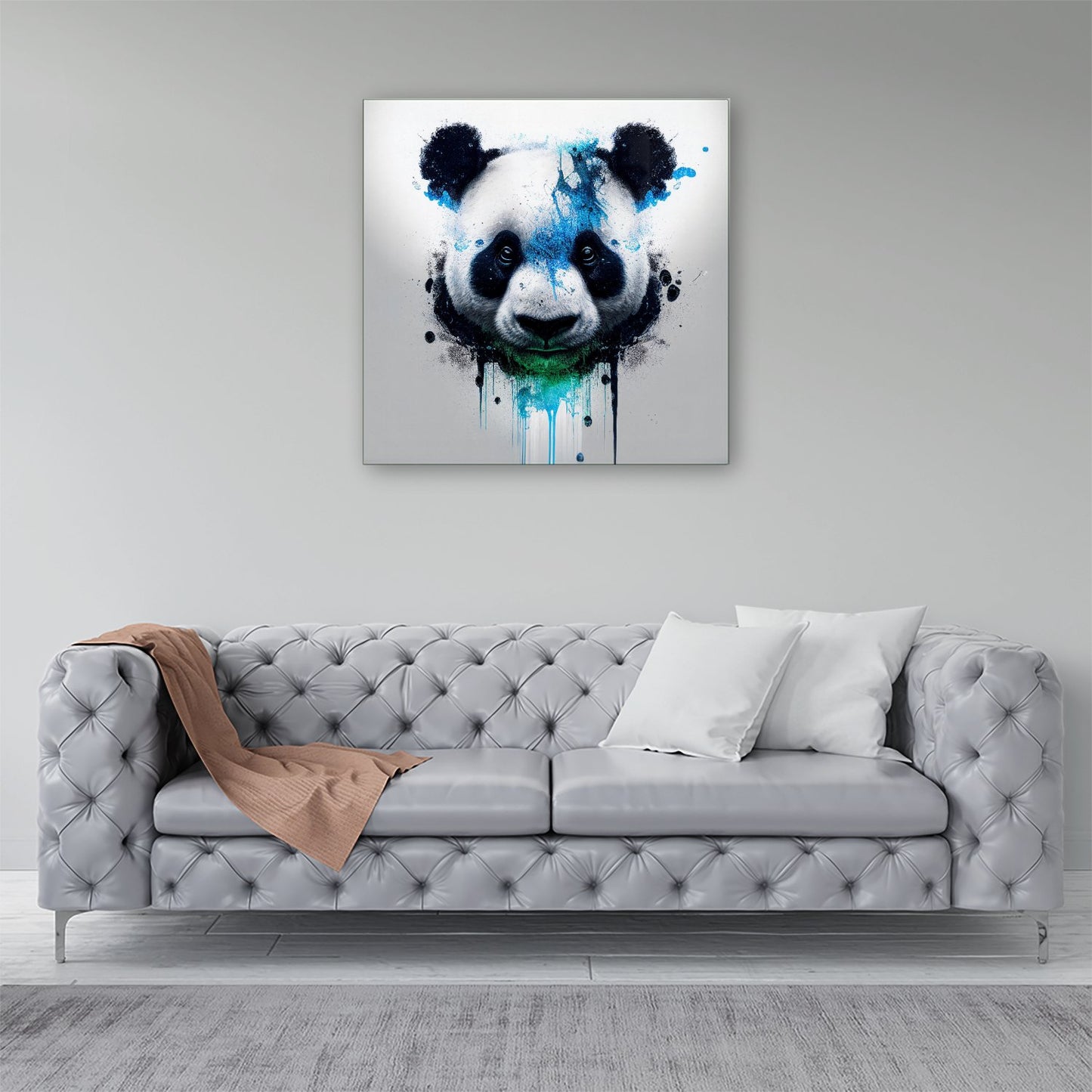 Panda Face Splashart Light Background Canvas