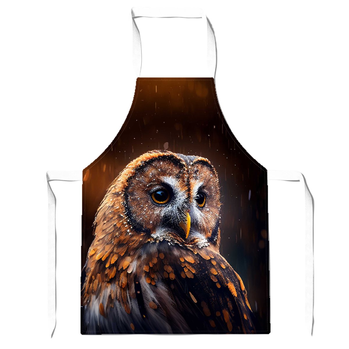 Tawny Owl Face Splashart Dark Background Apron