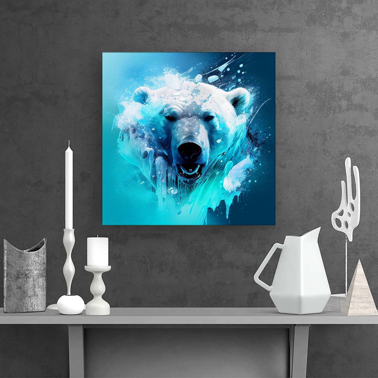 Polar Bear Face Splashart Canvas