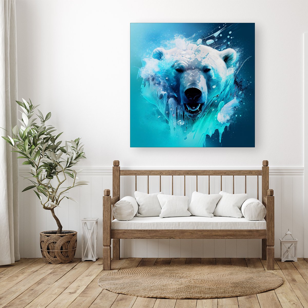 Polar Bear Face Splashart Canvas
