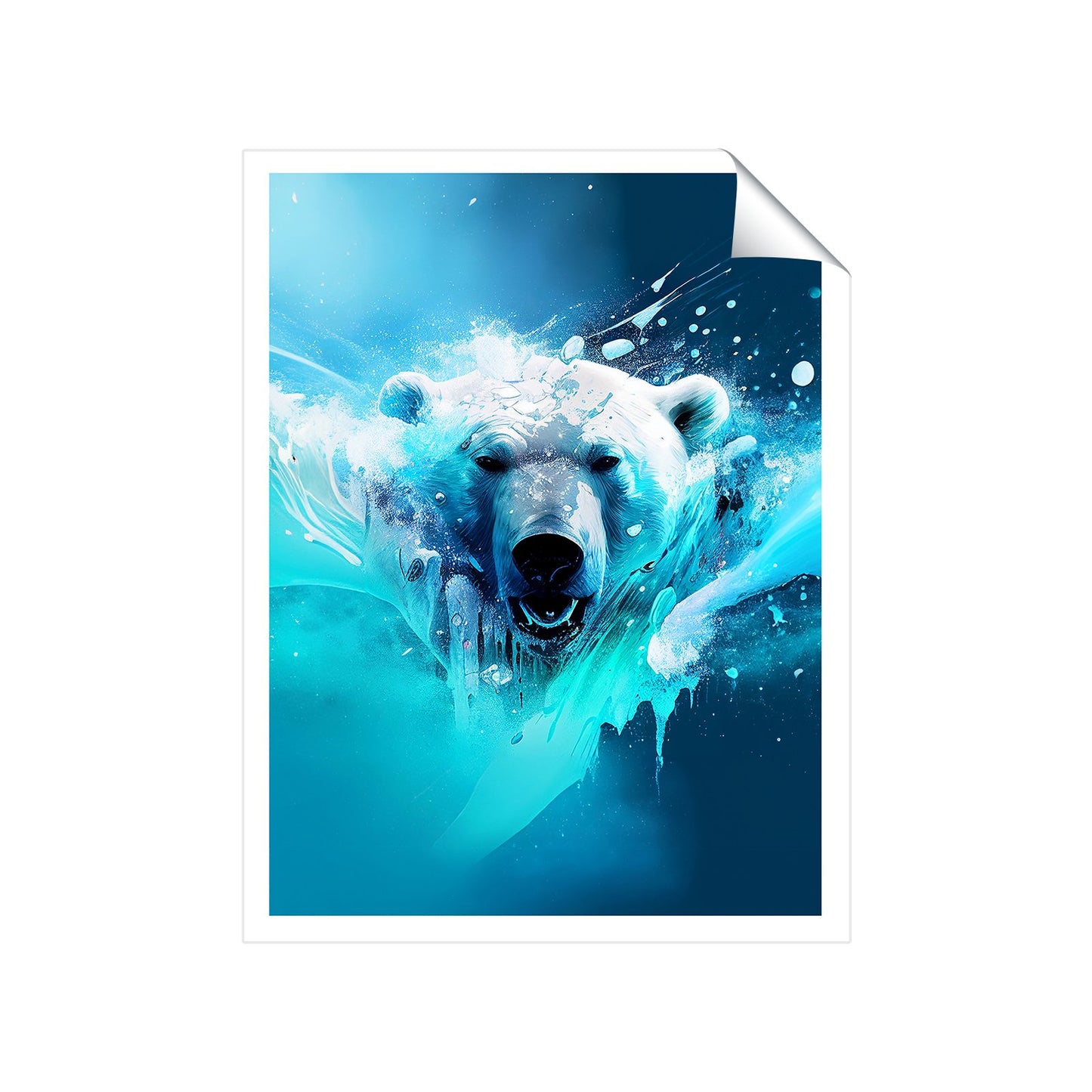 Polar Bear Face Splashart Art Prints