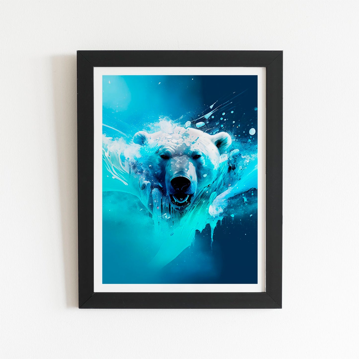 Polar Bear Face Splashart Art Prints