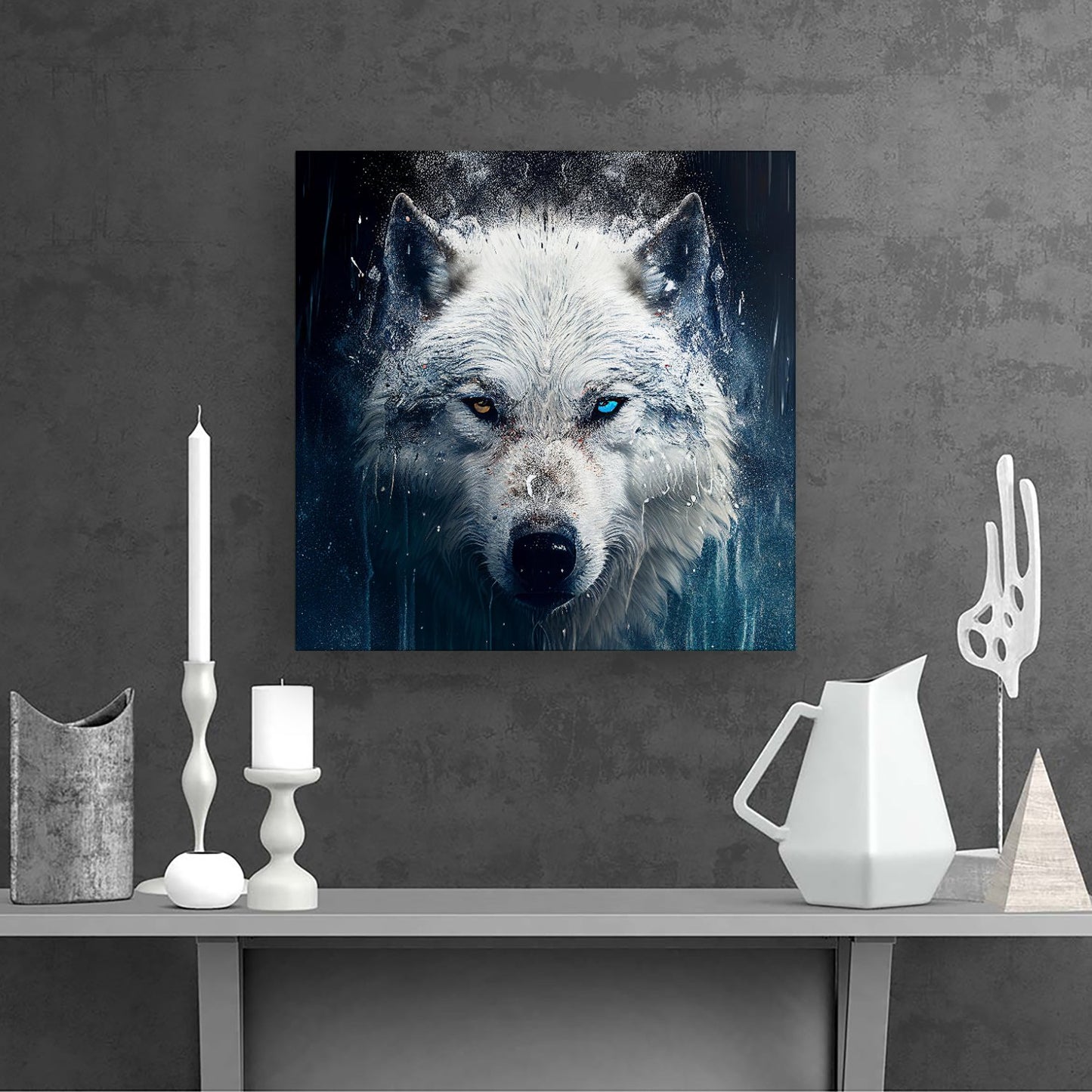 White Wolf Face Splashart Canvas