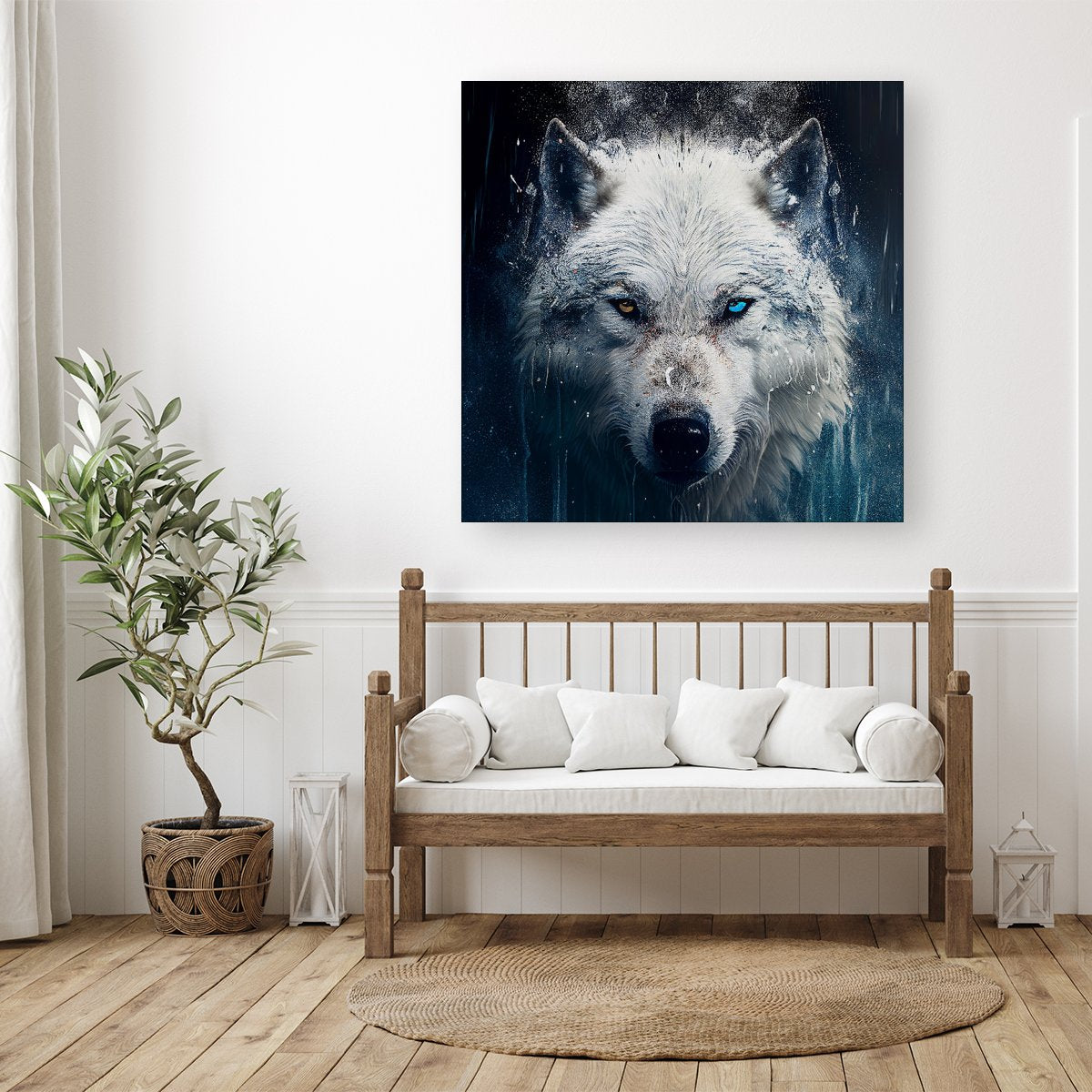 White Wolf Face Splashart Canvas