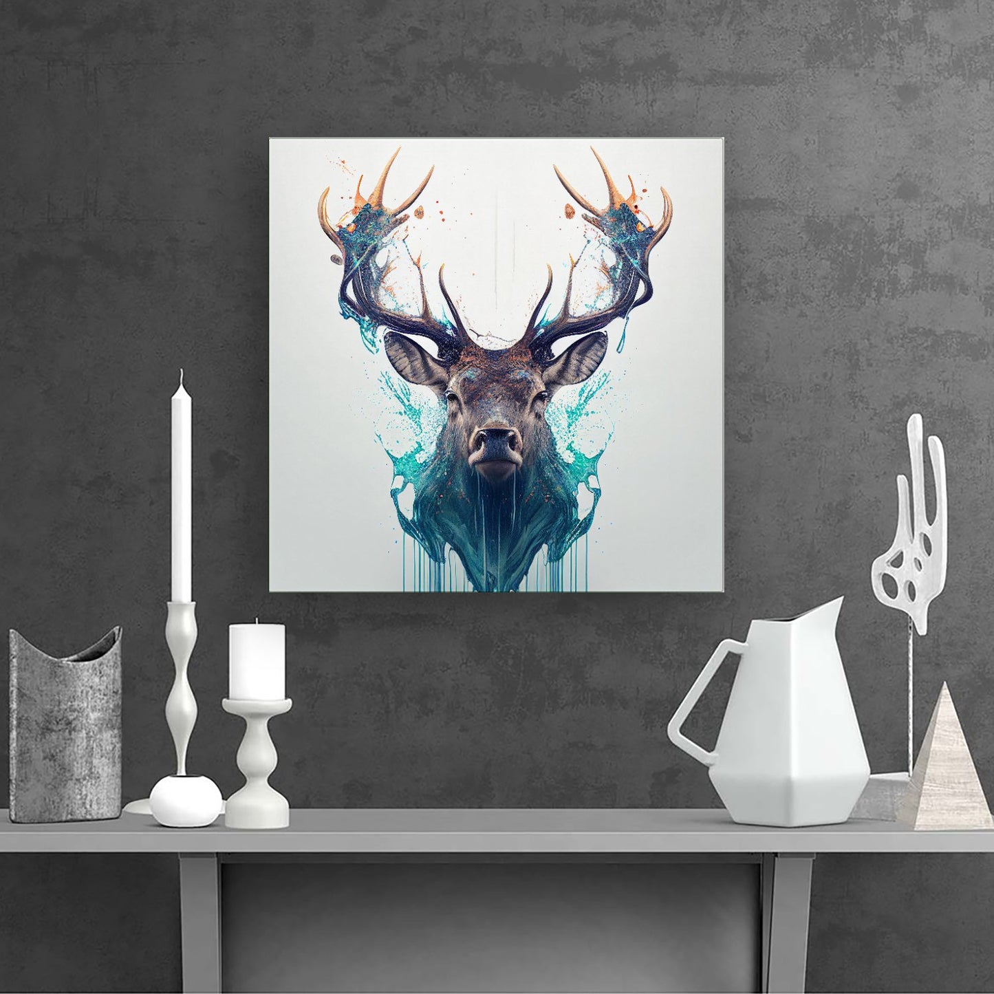 Stag Face Splashart Canvas