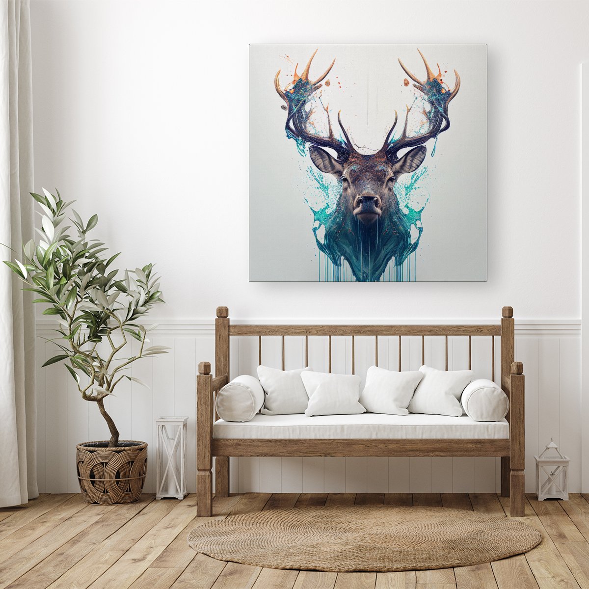 Stag Face Splashart Canvas