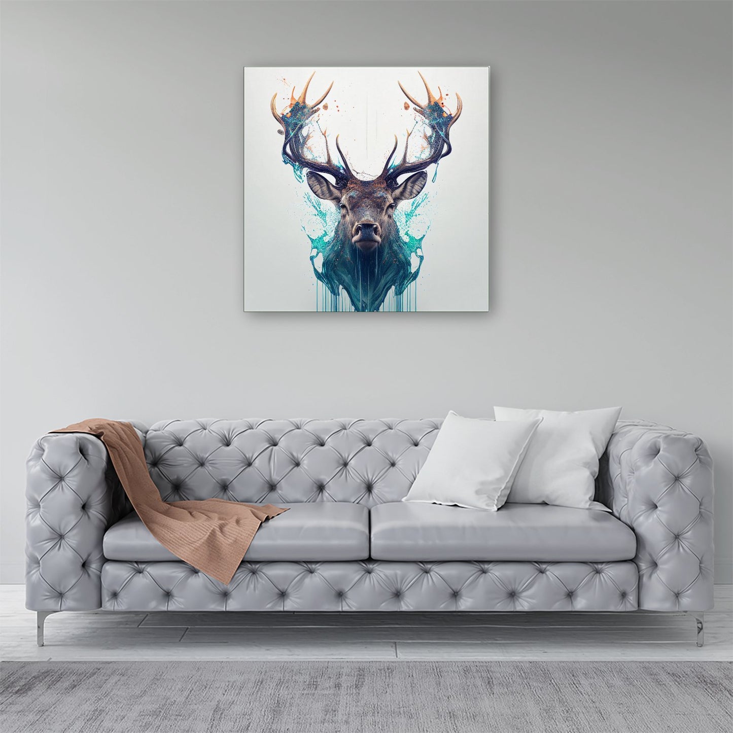 Stag Face Splashart Canvas