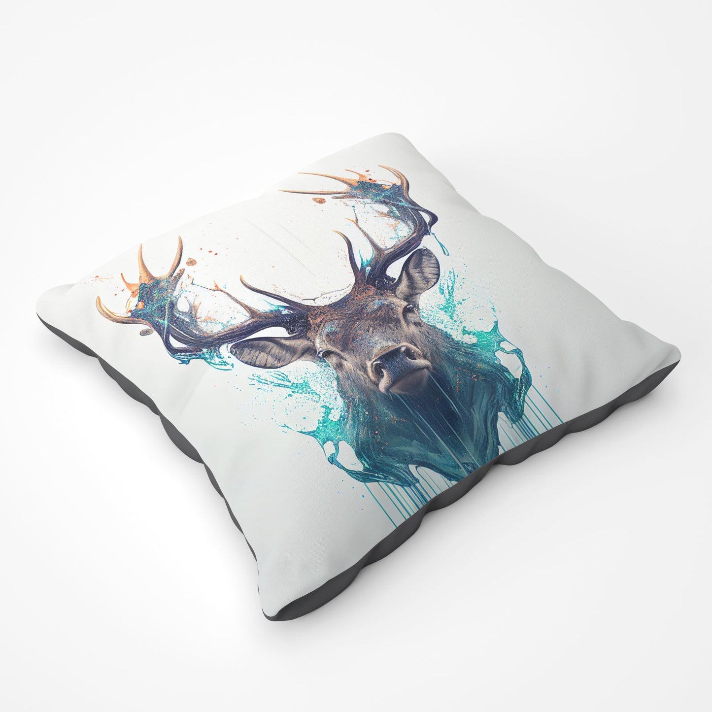 Stag Face Splashart Floor Cushion