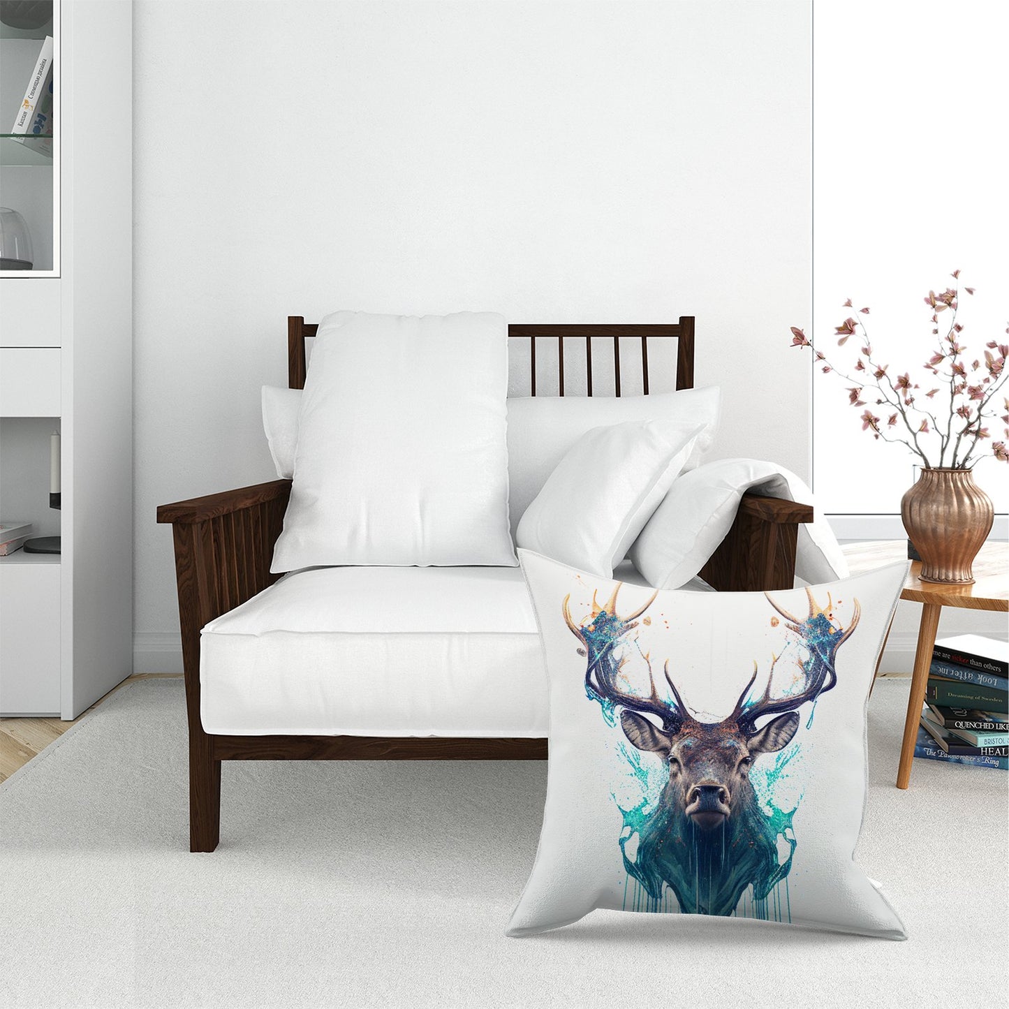 Stag Face Splashart Floor Cushion