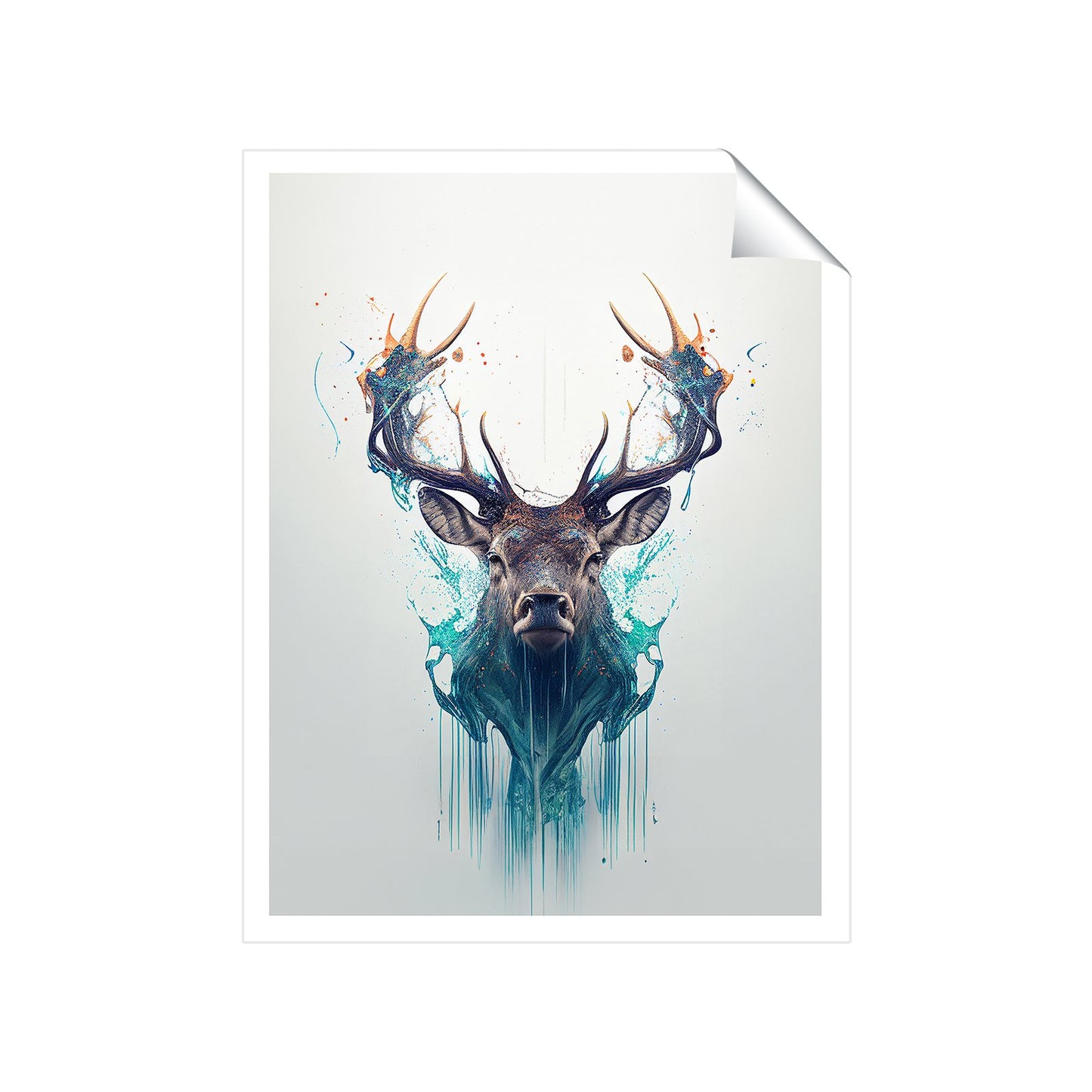 Stag Face Splashart Art Prints