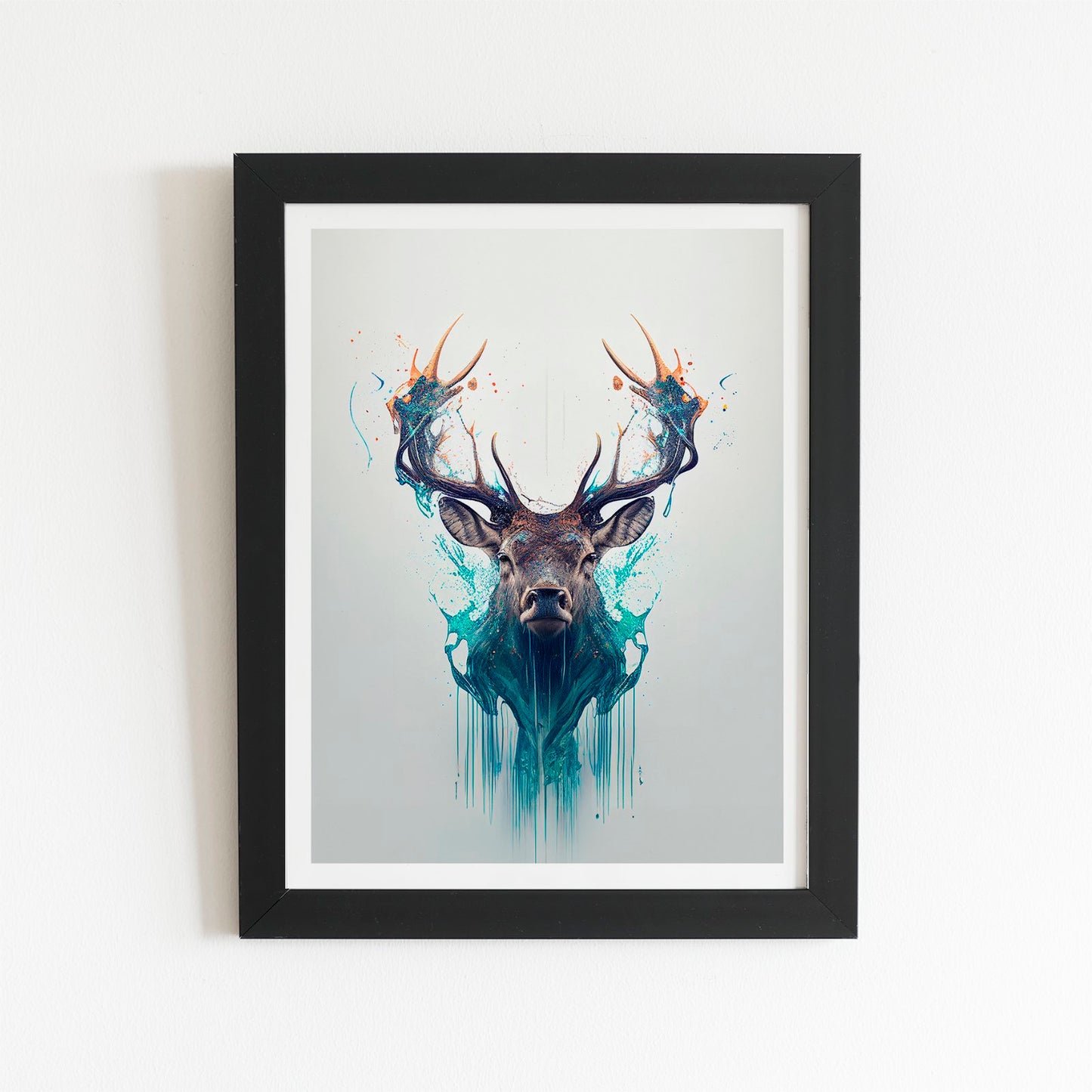 Stag Face Splashart Art Prints