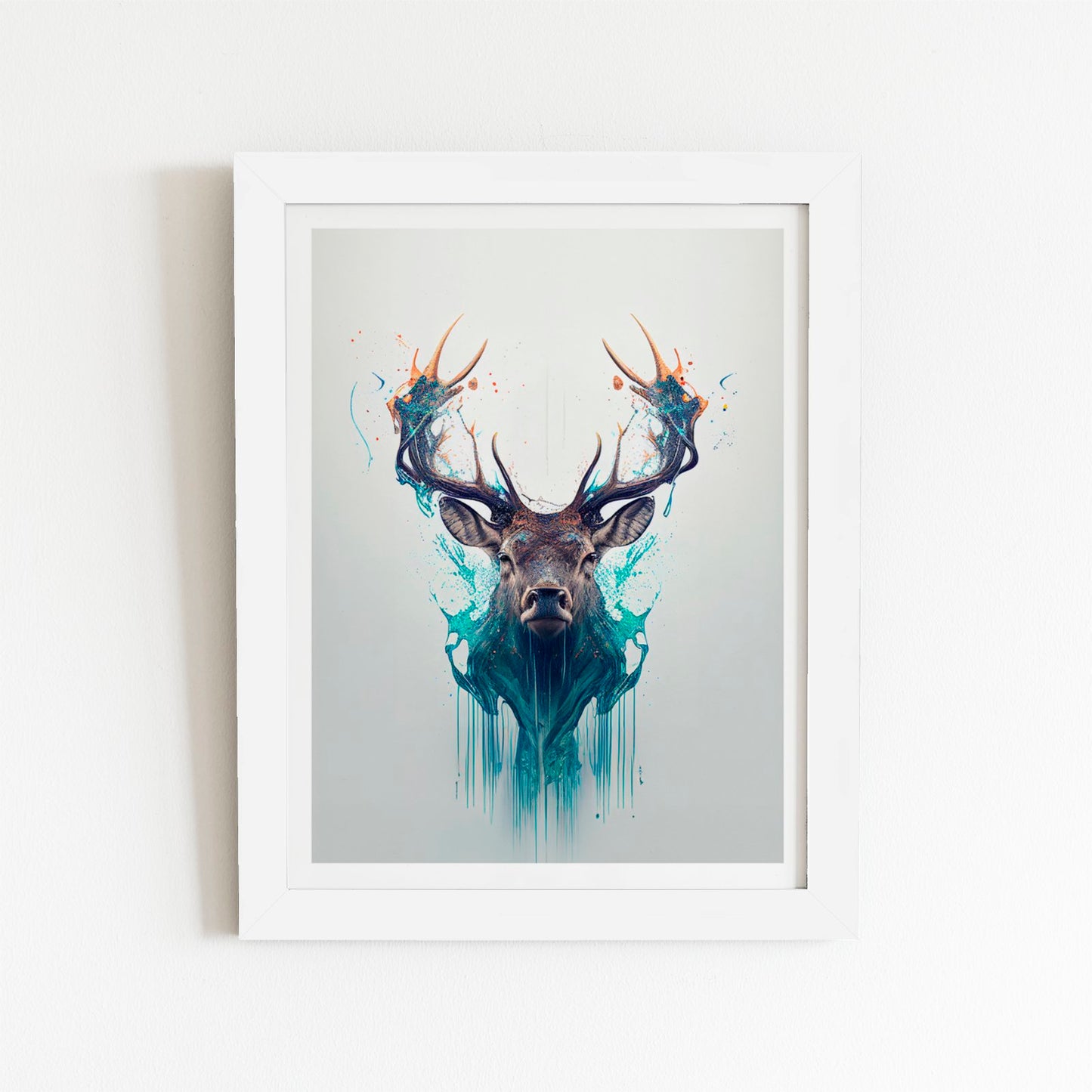 Stag Face Splashart Art Prints