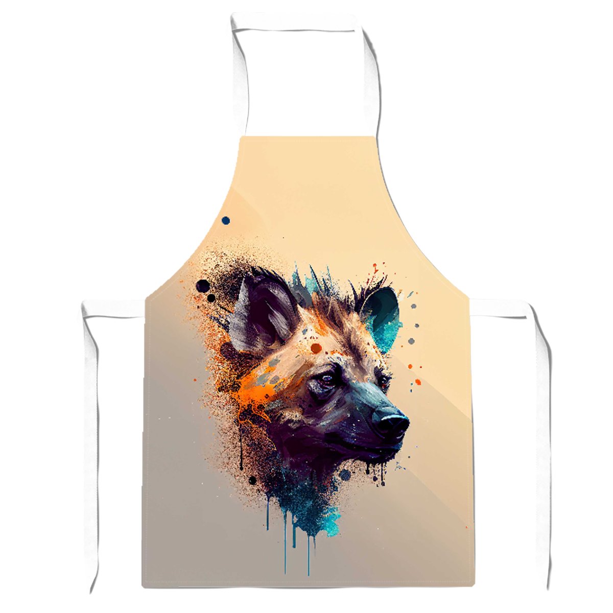 Hyena Face Splashart Light Background Apron