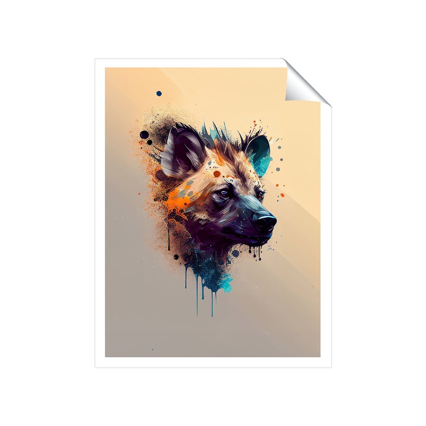 Hyena Face Splashart Light Background Art Prints