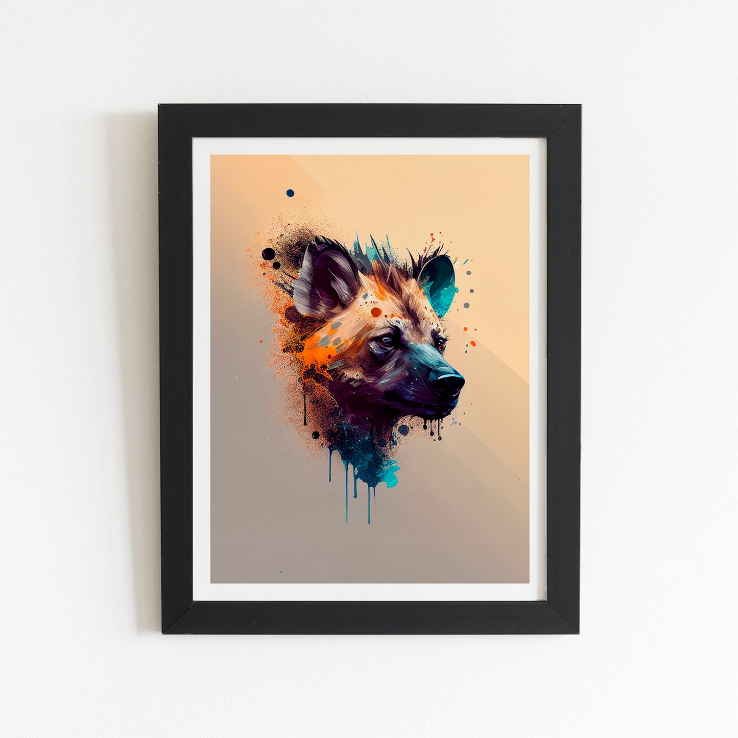 Hyena Face Splashart Light Background Art Prints