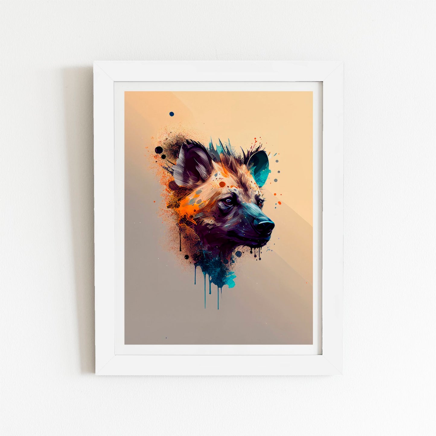 Hyena Face Splashart Light Background Art Prints