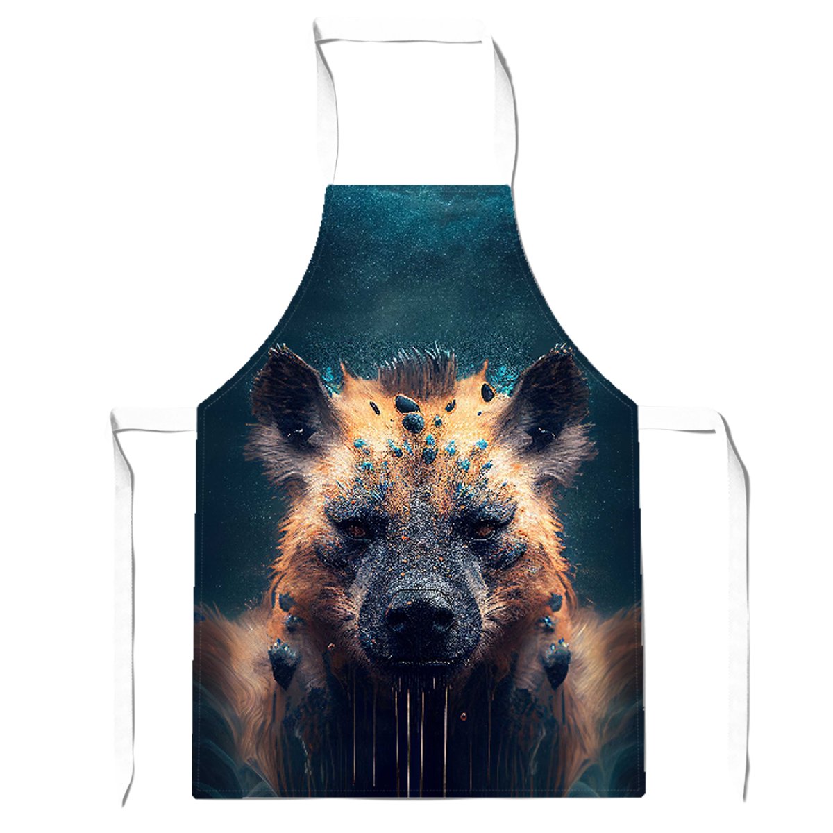 Hyena Face Splashart Dark Background Apron