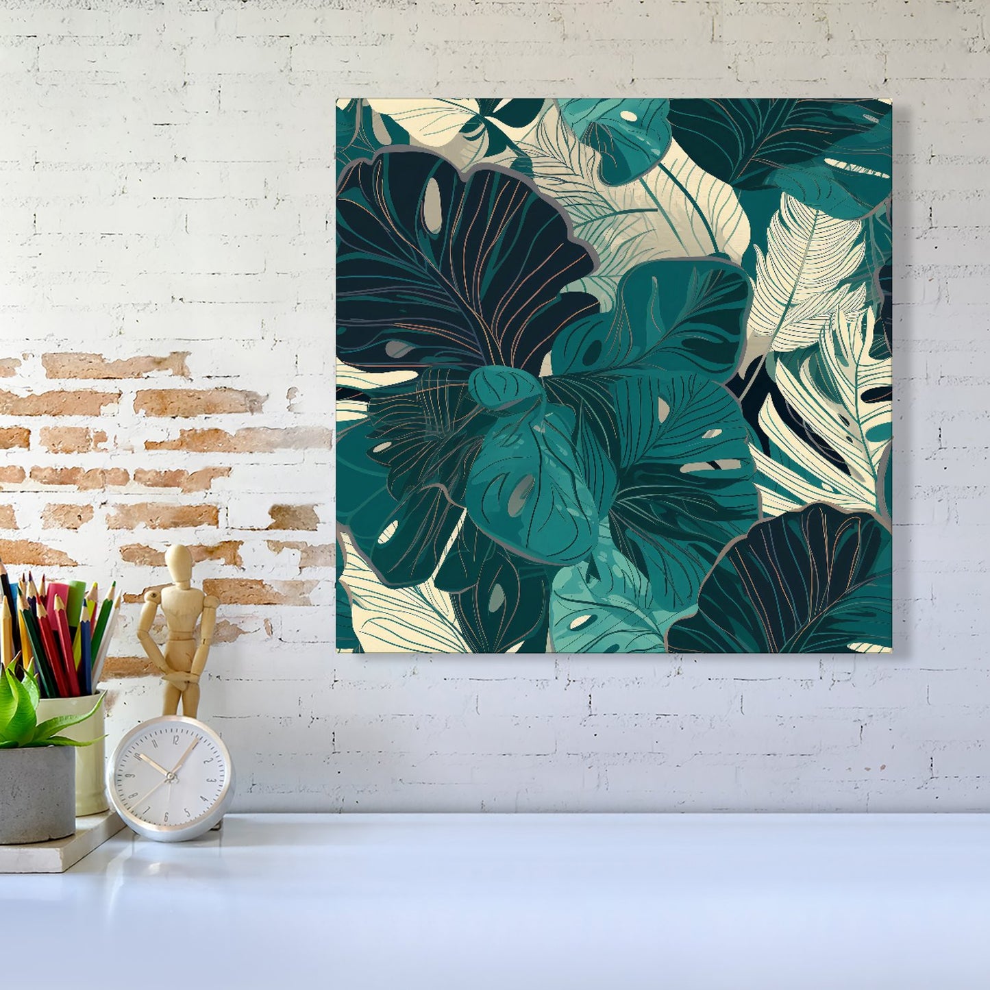 Tropical Green Leaves Canvas