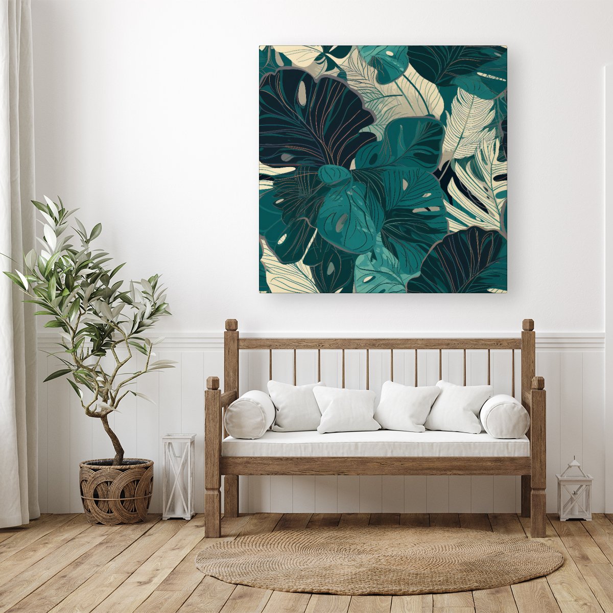 Tropical Green Leaves Canvas