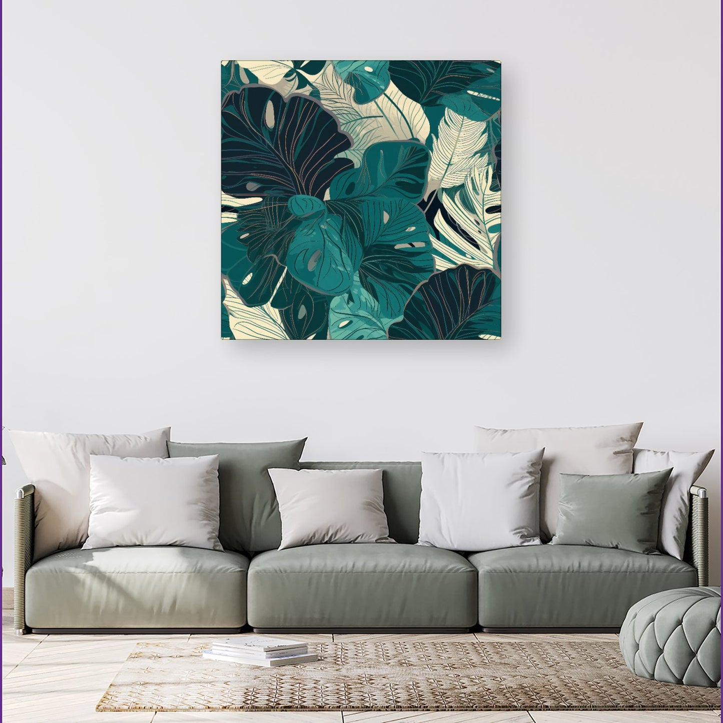 Tropical Green Leaves Canvas