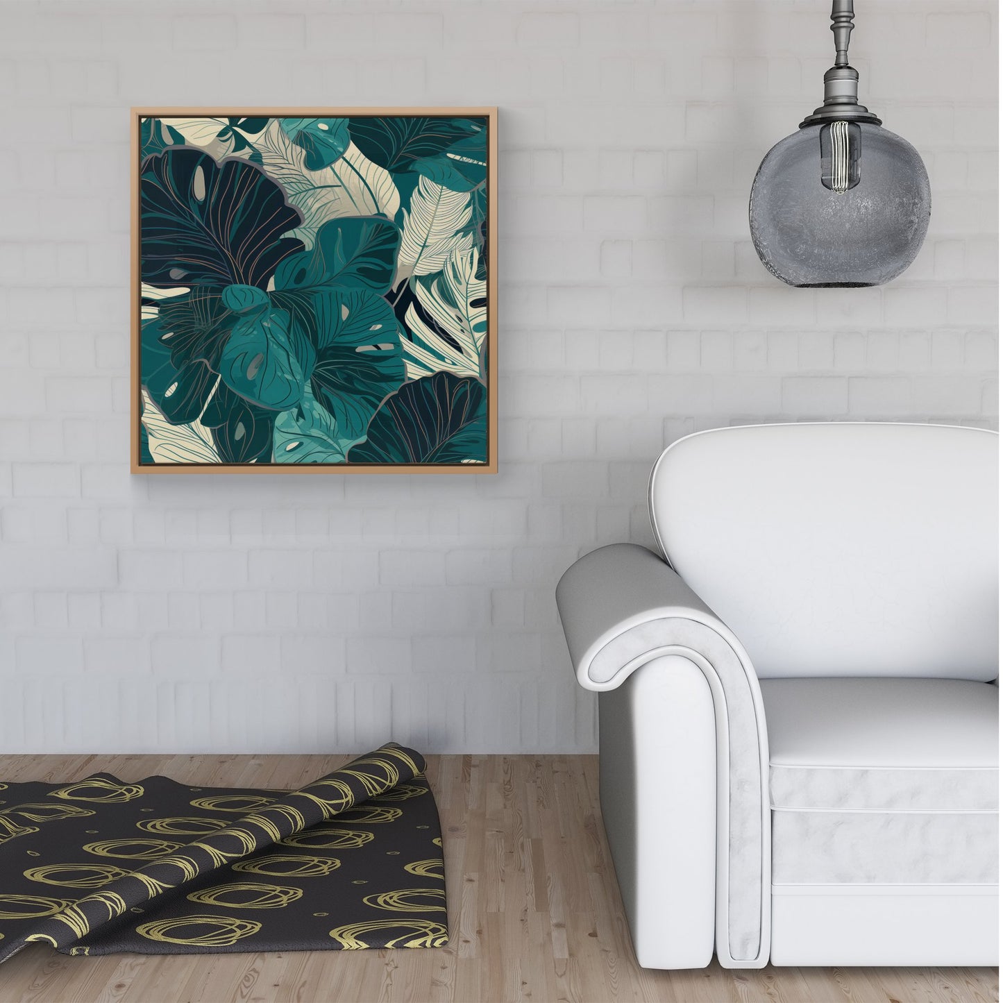 Tropical Green Leaves Framed Canvas