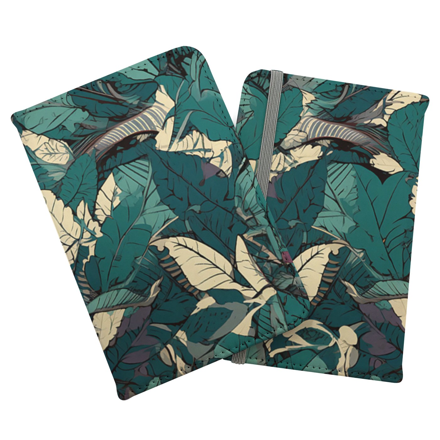Green Beige Tropical Leaves Passport Cover