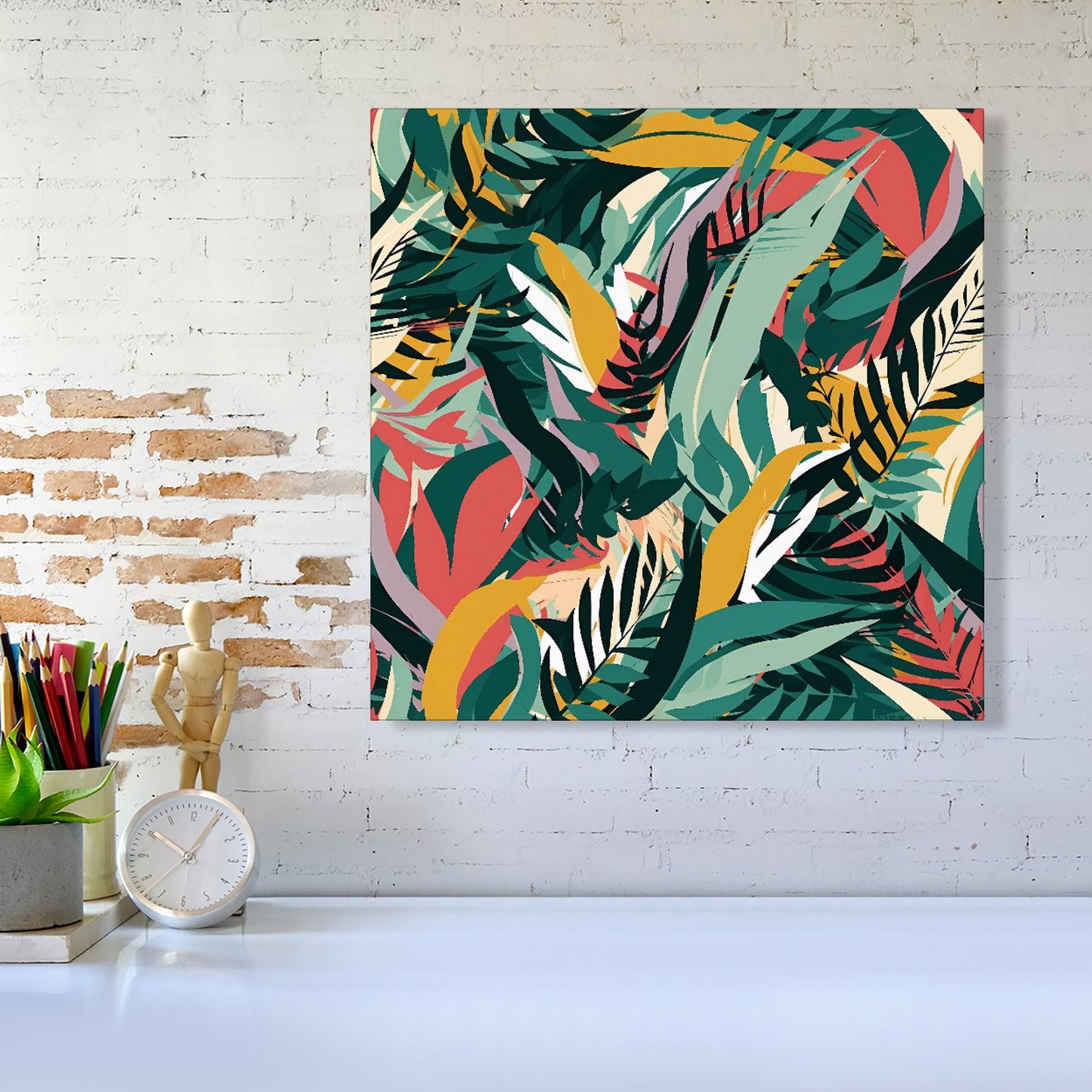 Coloured Tropical Leaves Canvas