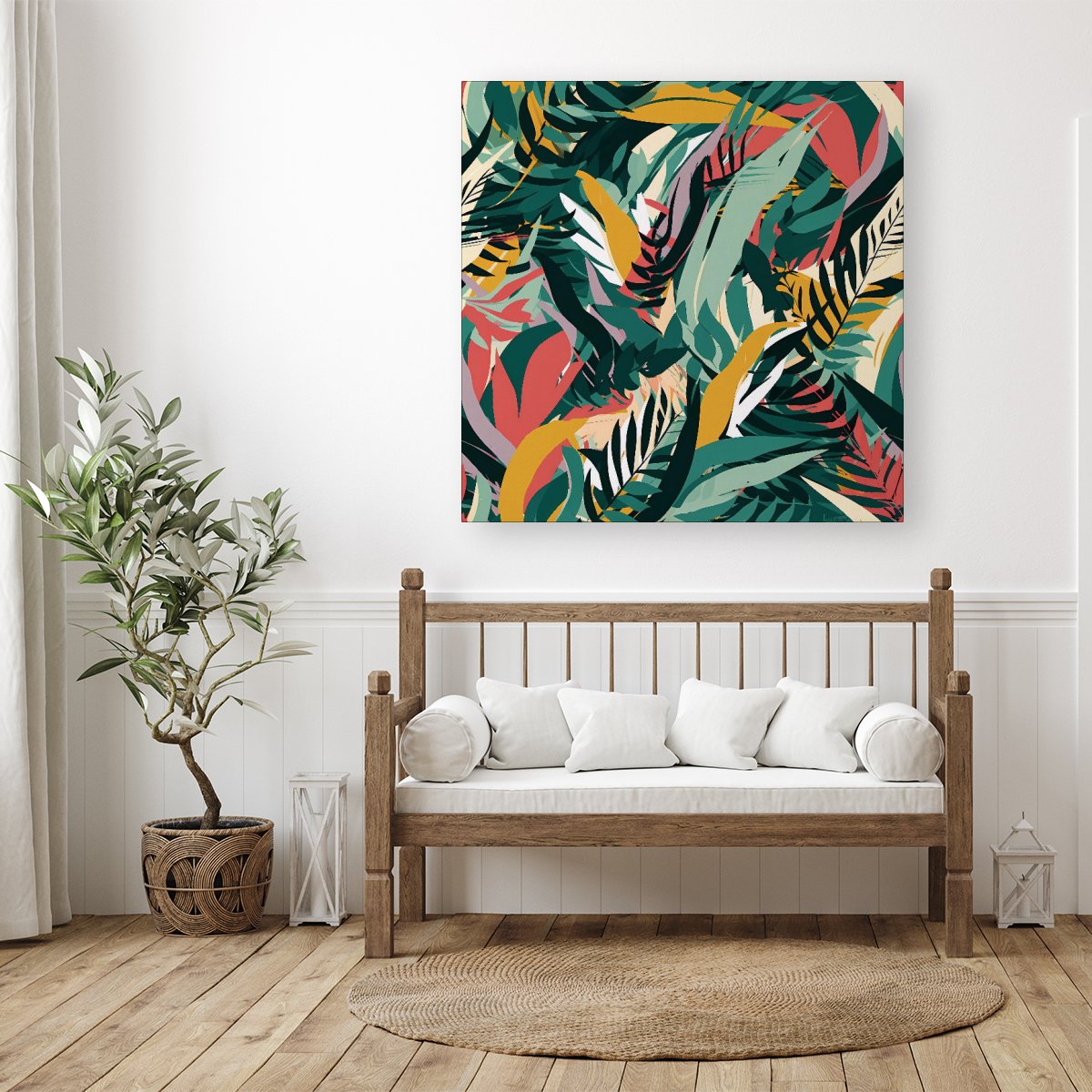 Coloured Tropical Leaves Canvas