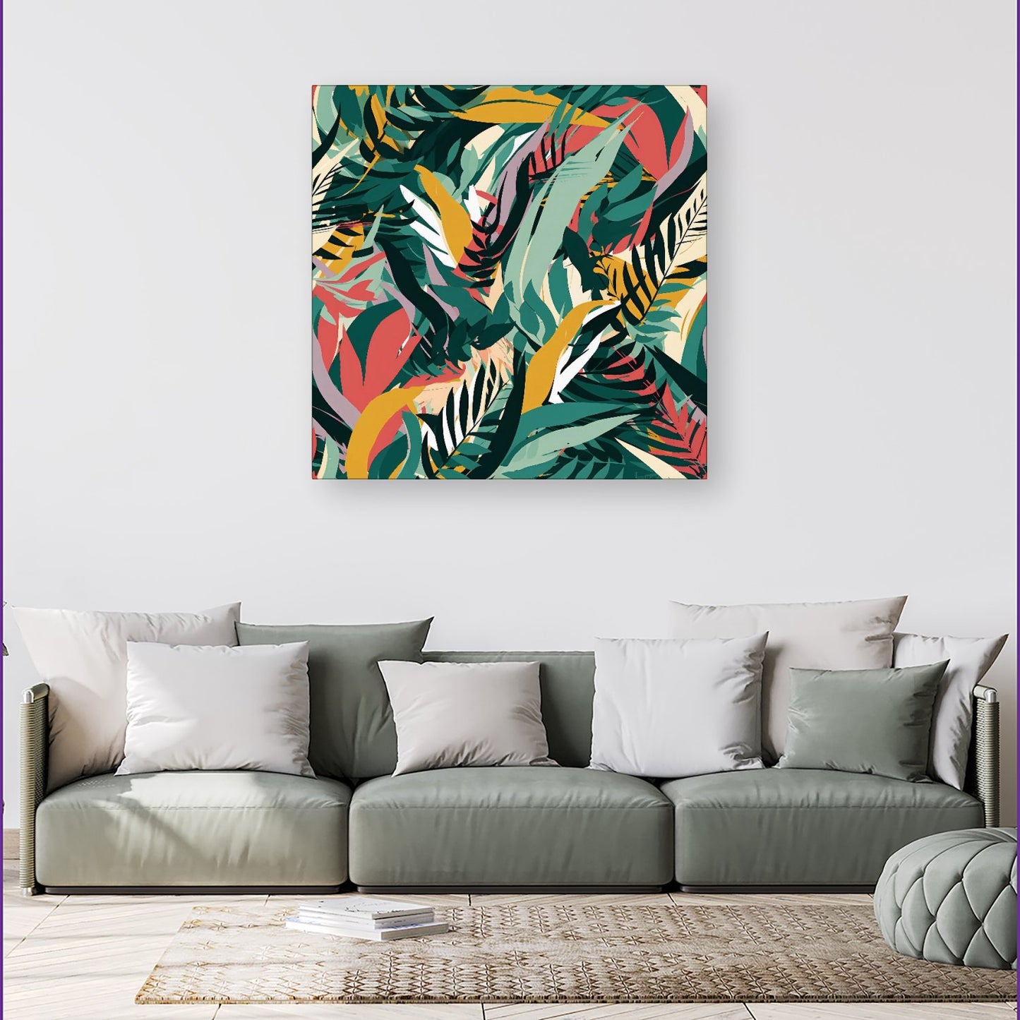 Coloured Tropical Leaves Canvas